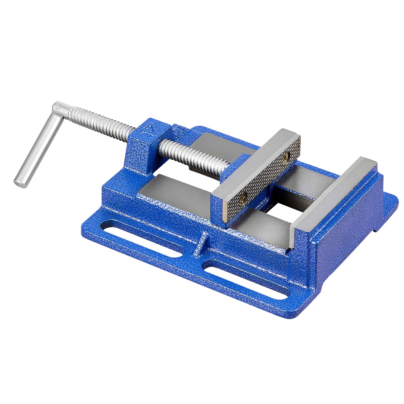 Mecale 6 in Drill Press Vise Portable Bench Vise Ductile Iron Slotted Base 7 kN for Drilling Blue