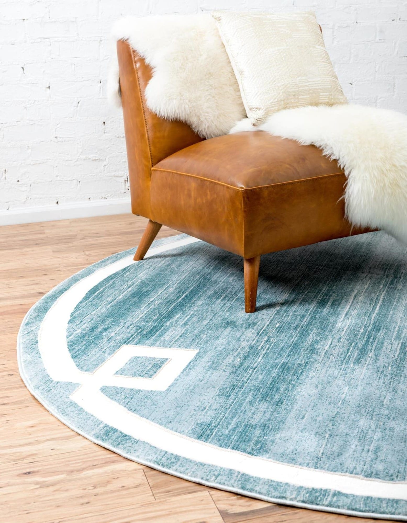Unique Loom 3186846 Jill Zarin Uptown 3 x 3 (ft) Loomed Polypropylene Turquoise Round Indoor Coastal Area rug