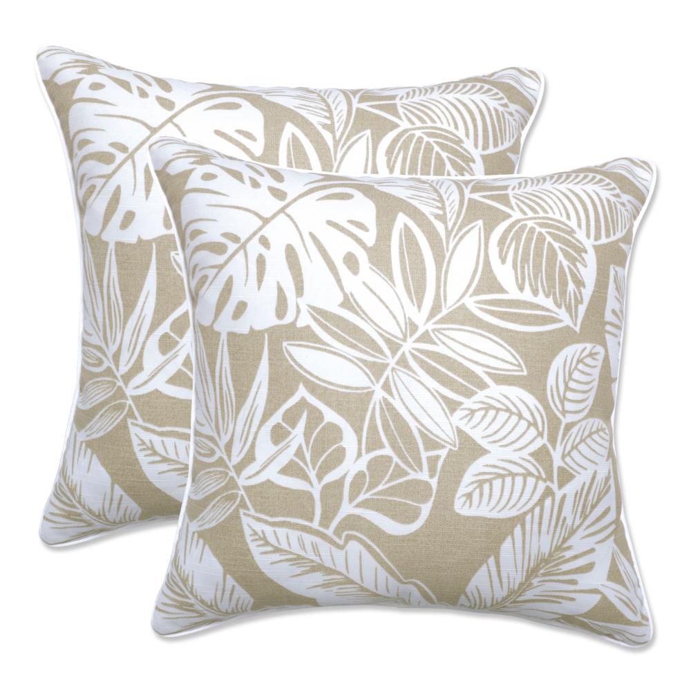 Pillow Perfect 691213 Delray Natural 18.5-inch Throw Pillow (Set of 2) Graphic Print Natural Square Throw Pillow