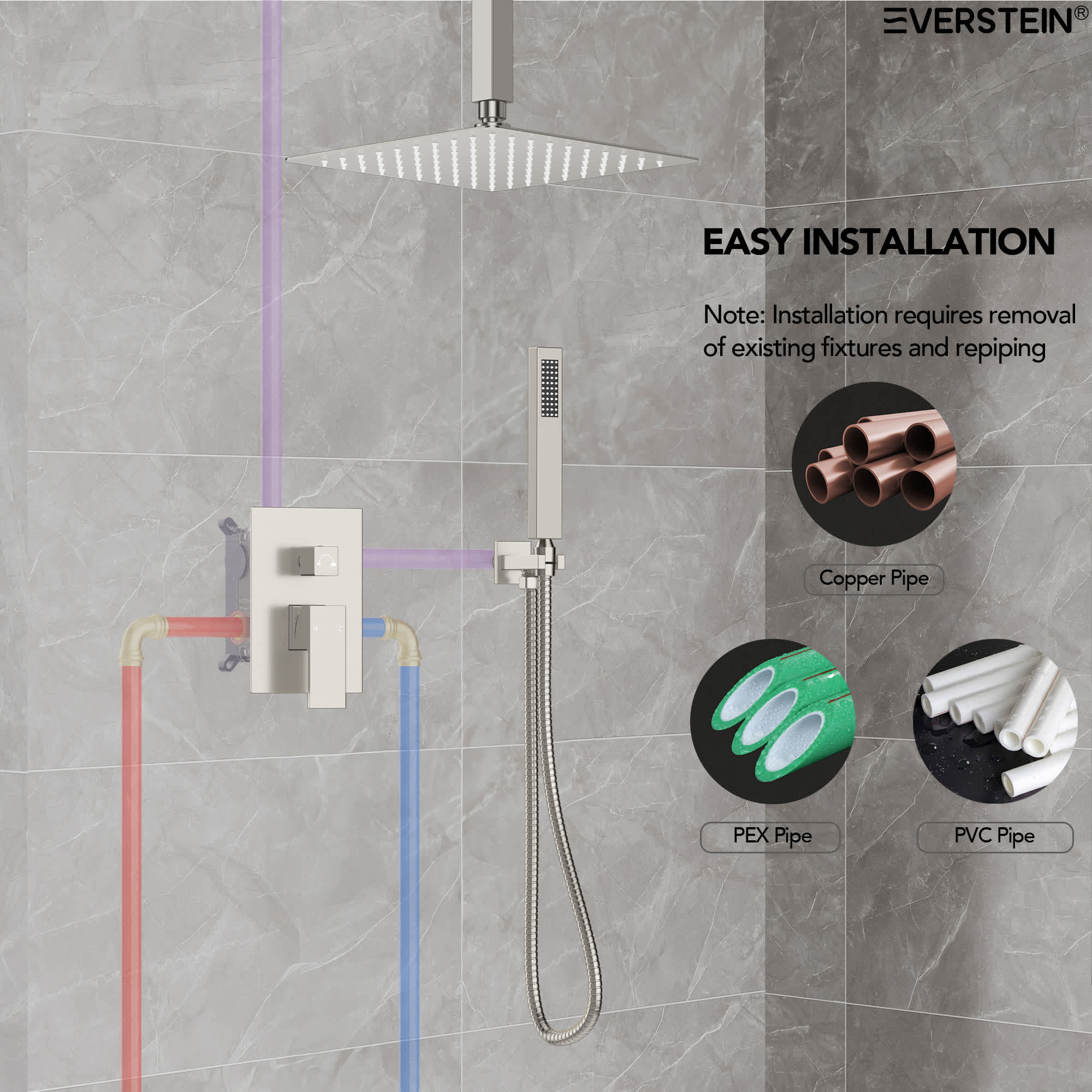 EVERSTEIN SFS1001-NK10 Showerhead-Bar-Panels - View #8