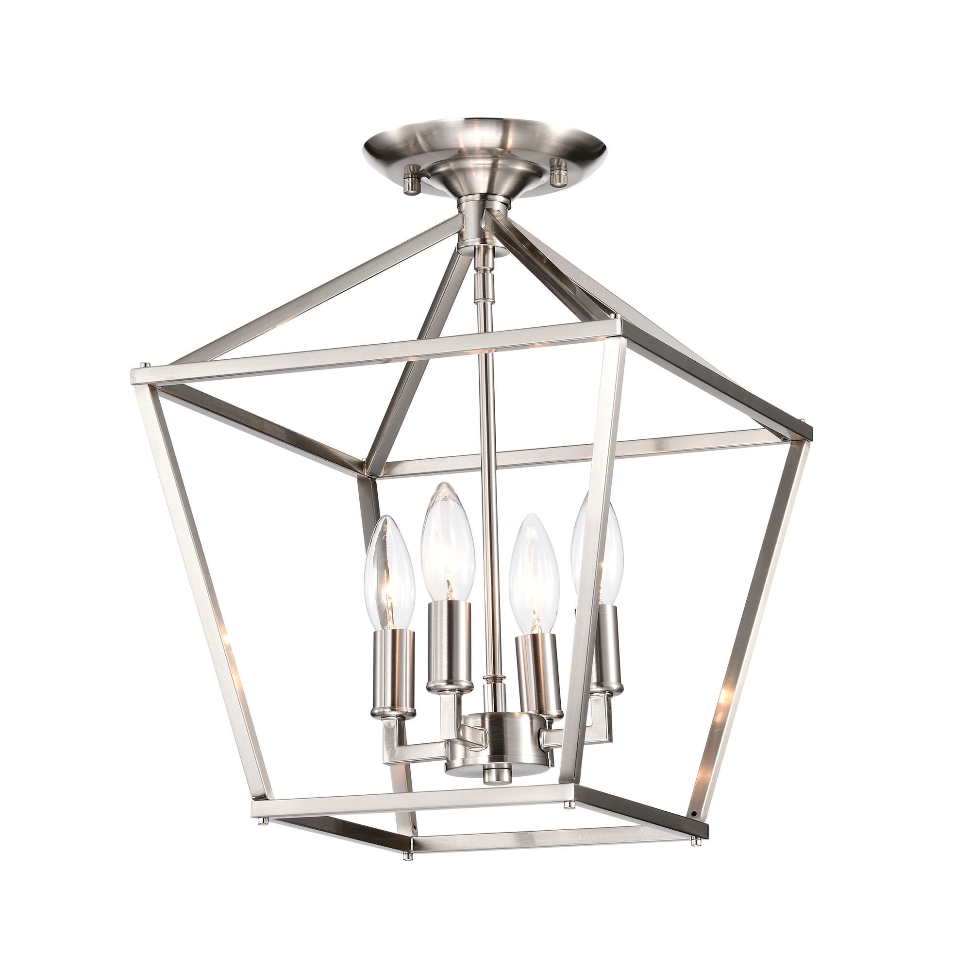 Edvivi ESL1331BN Renzo 4 -Light 12-in Brushed Nickel Semi Flush Mount Light