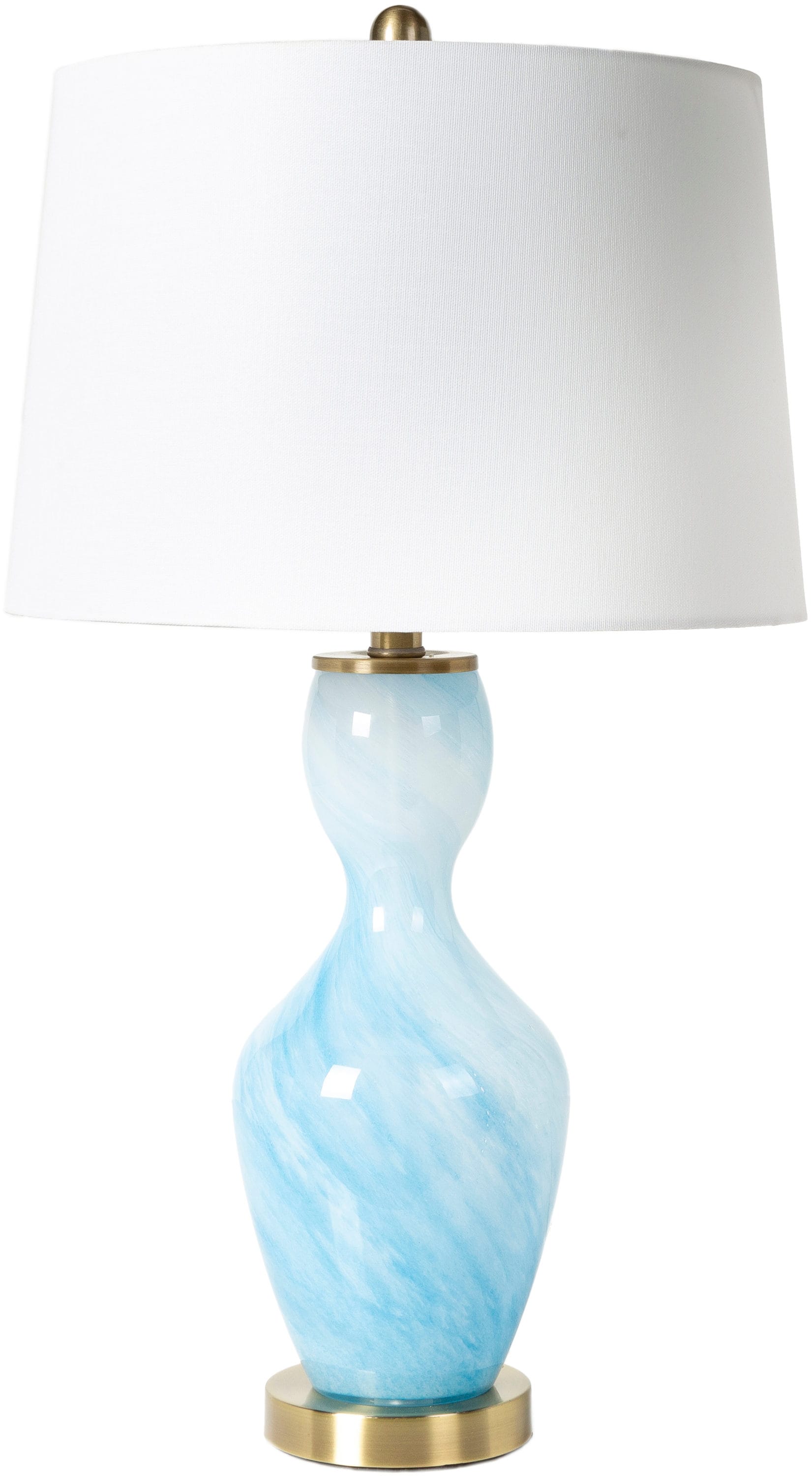 Surya HBT-001 Hobart 27.25-in Blue 3-way Table Lamp with Linen Shade