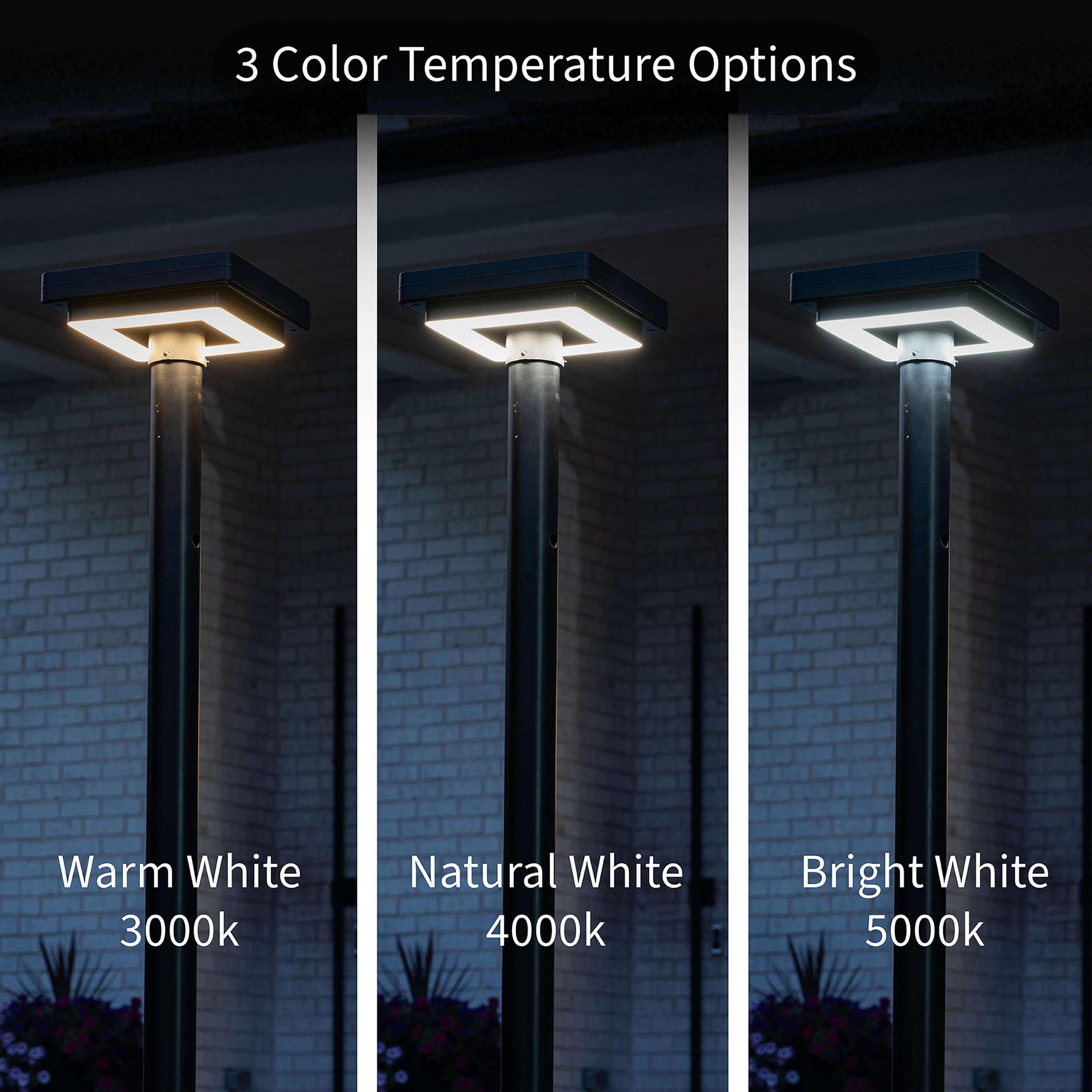 Black Aluminum Modern LED Solar Lamp Post Light