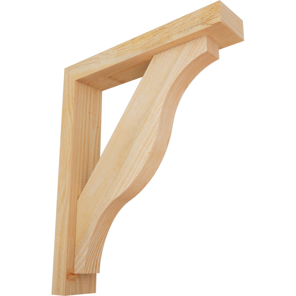 Ekena Millwork 1462417 Funston Block Rough Sawn Bracket with Offset Brace 4-in x 20-in x 24-in Douglas fir Brown Wood Standard bracket