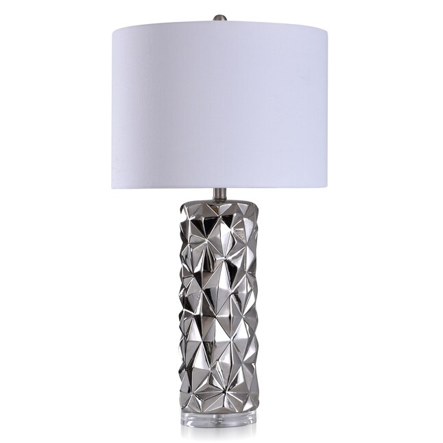 StyleCraft Home Collection Kelowna Silver 3-way Table Lamp with Plastic Shade in Table Lamps department at Lowes.com