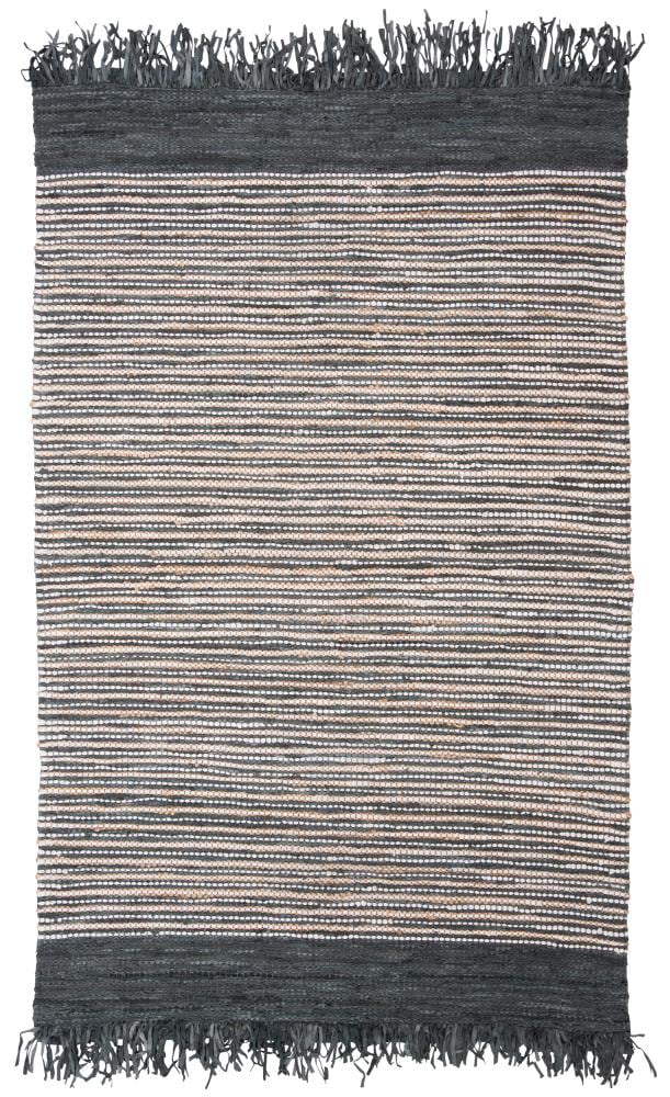 Safavieh VTL373D-5 Vintage Leather Platte 5 x 8 (ft) Leather Dark Gray/Multi Rectangular Indoor Stripe Coastal Area rug