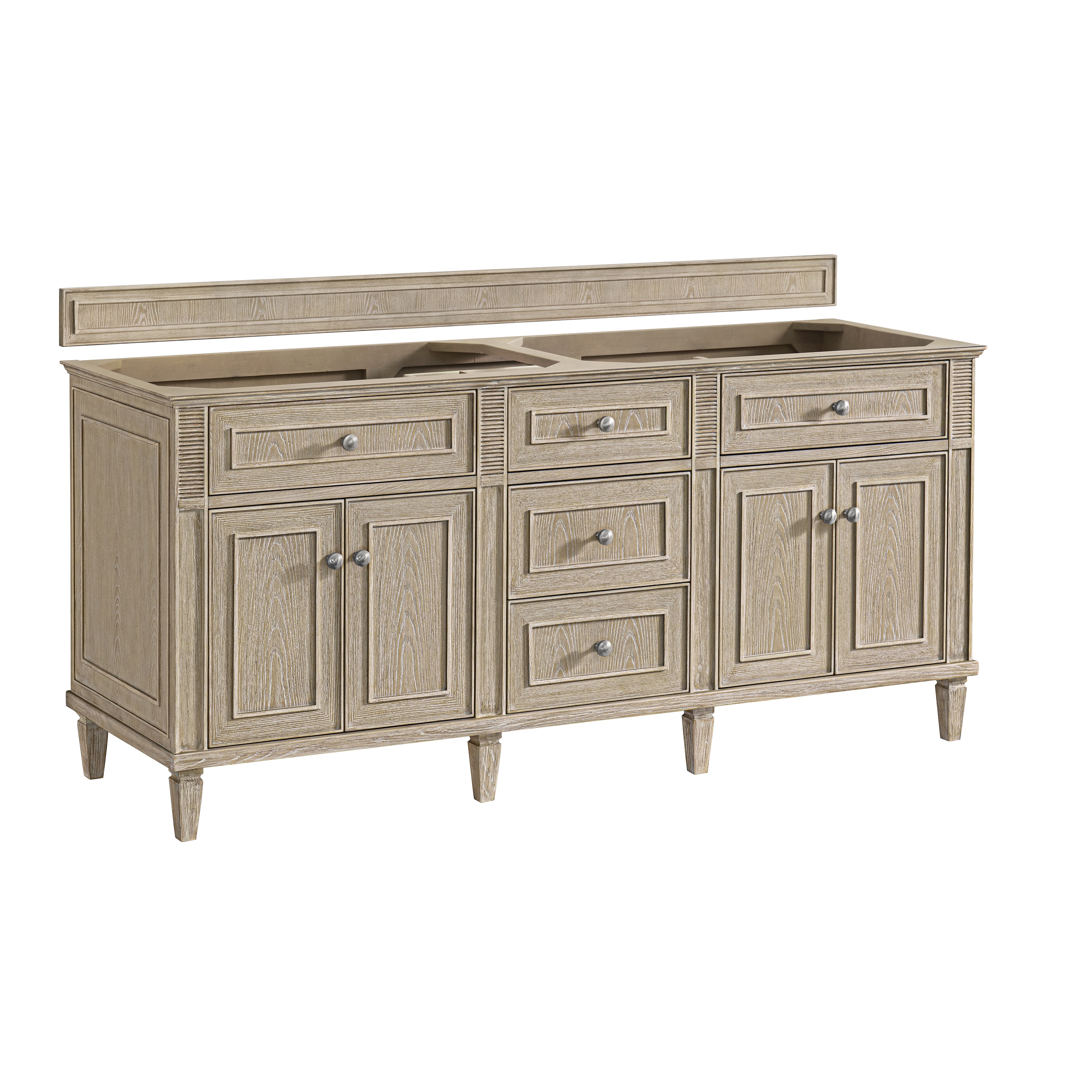 James Martin Vanities 424-V72-WWO Lorelai 72-in Whitewashed Oak Bathroom Vanity Base Cabinet without Top