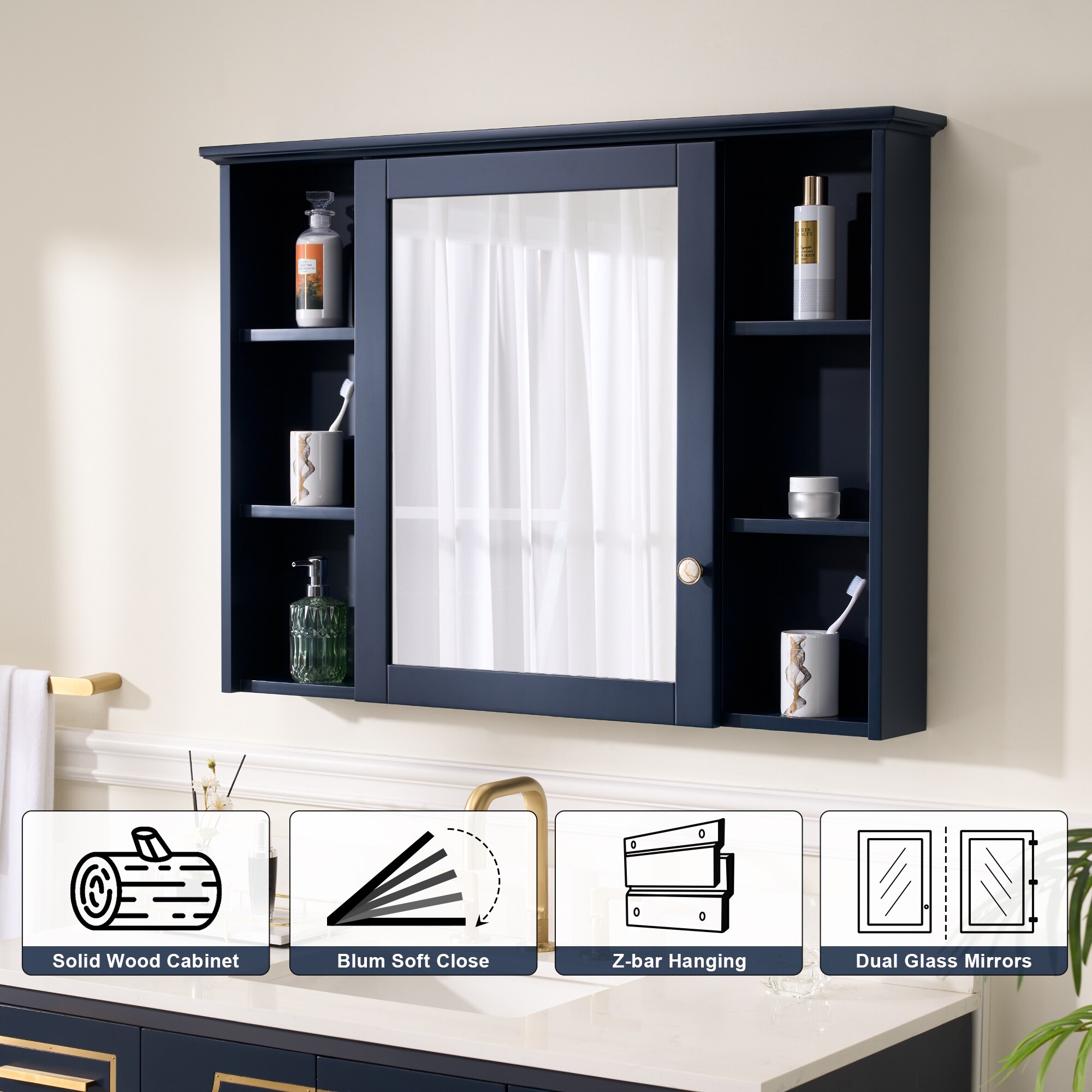 WELLFOR MED42YS1NB Bathroom-Medicine-Cabinets - View #2