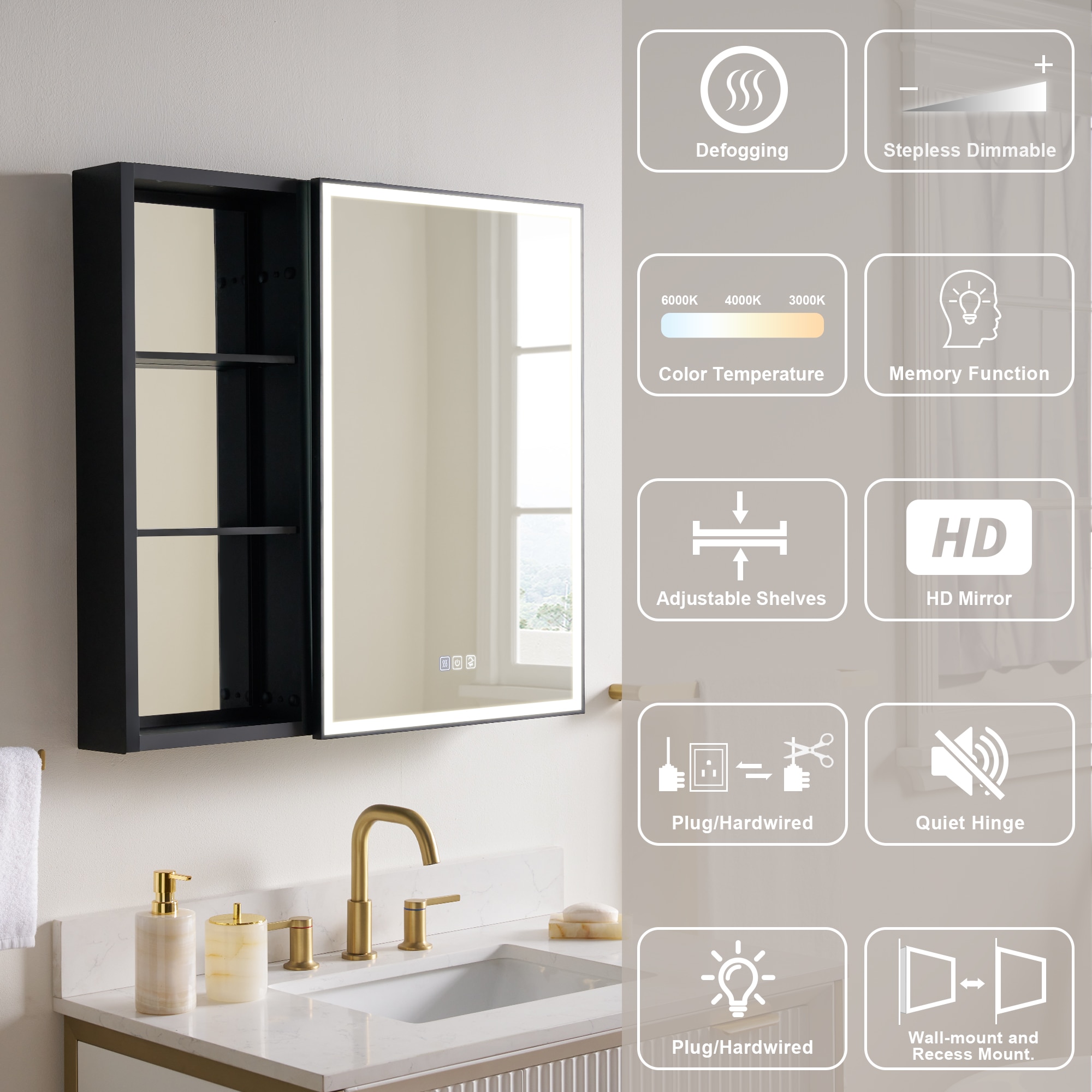 WELLFOR W12MCL2030R-MC Bathroom-Medicine-Cabinets - View #5