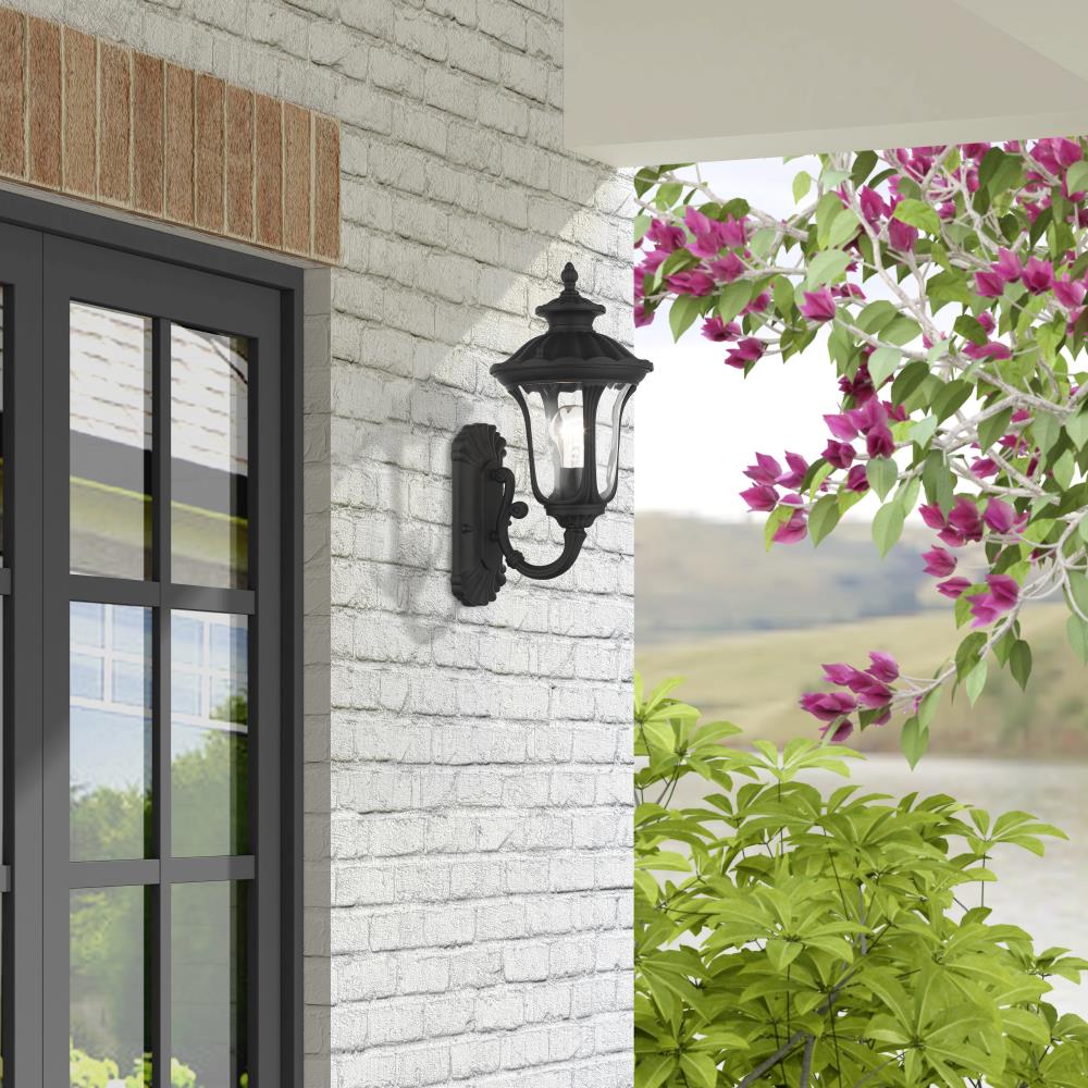 Oxford Black Aluminum Outdoor Wall Lantern with Clear Glass
