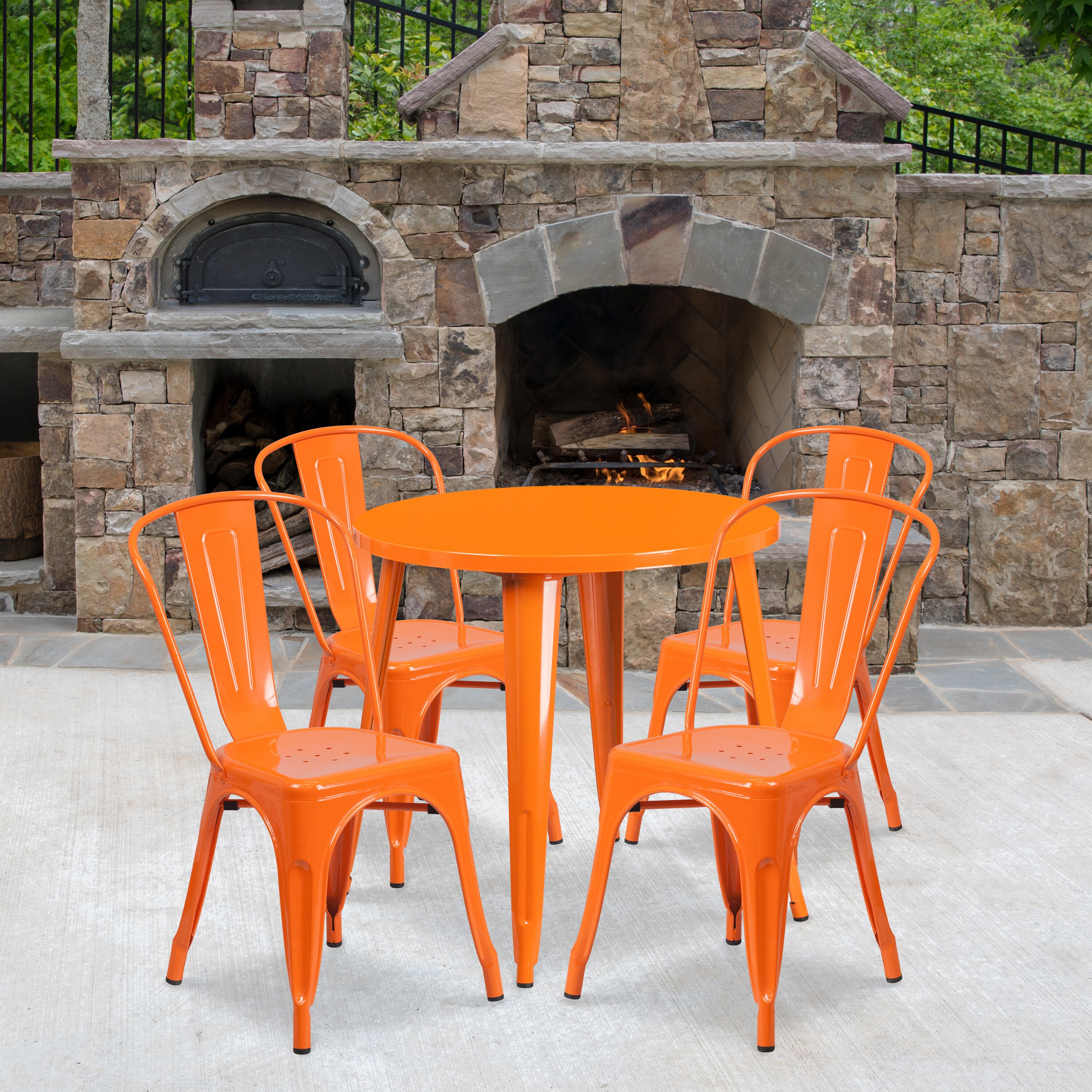 Flash Furniture Orange Contemporary/Modern Dining Room Set with Round