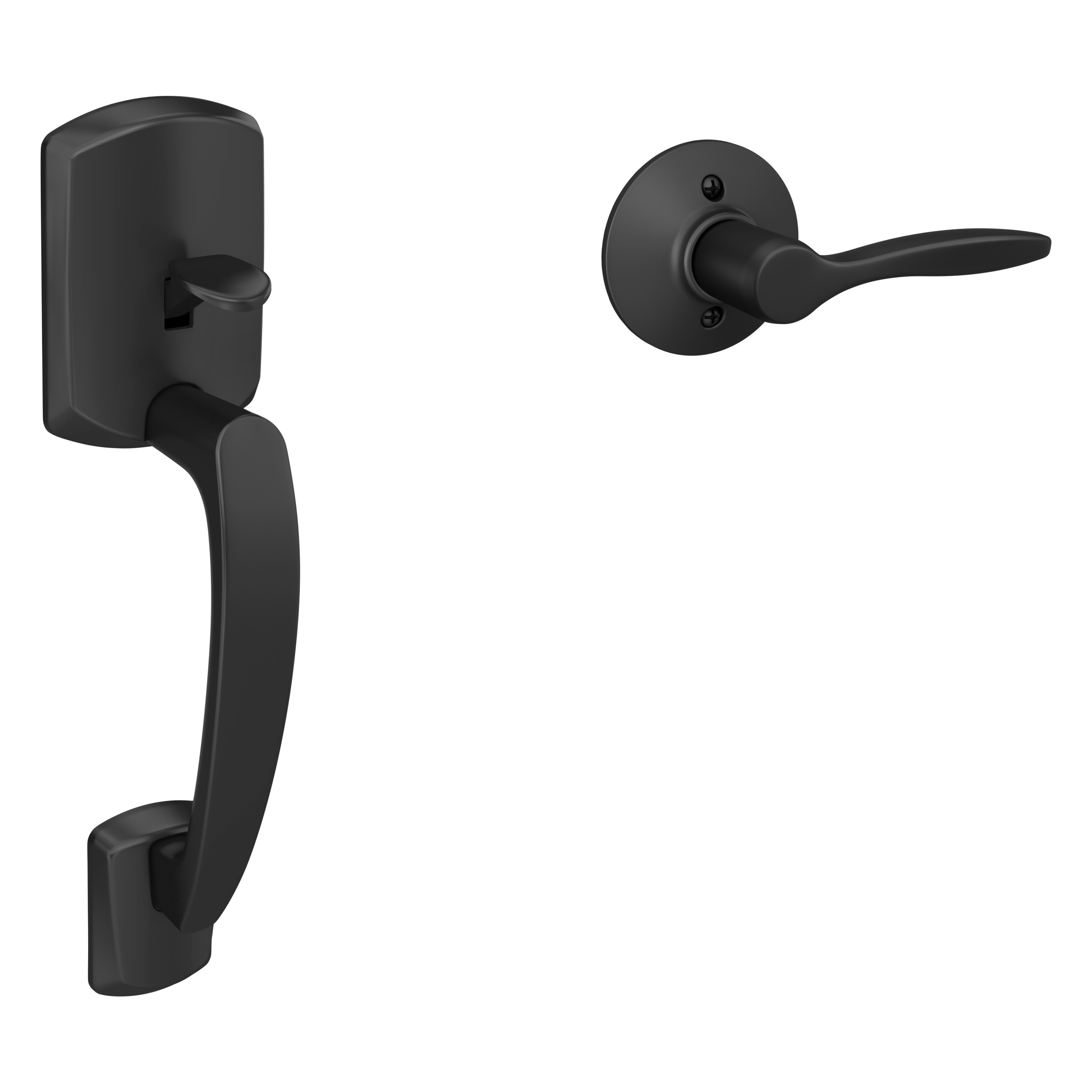 Schlage FE285 DEL 622 GRW LH Greenwich-Delfayo Matte Black Entry Door Handleset with Decorative Lever