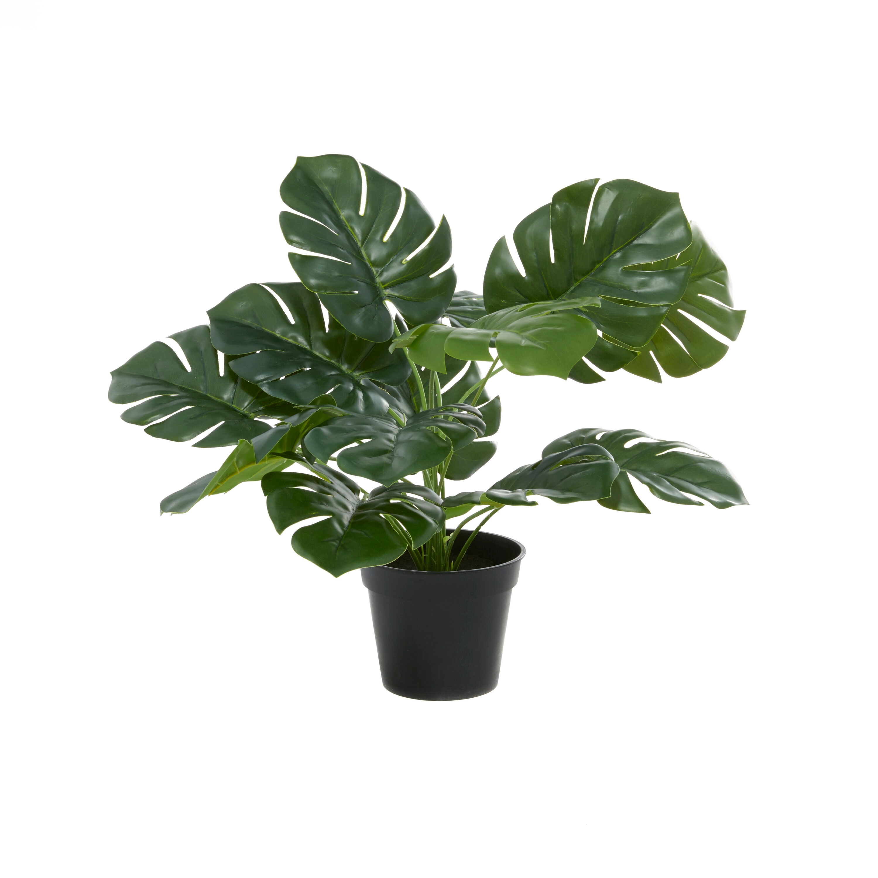 20" Green Artificial Monstera Plant in Black Plastic Pot