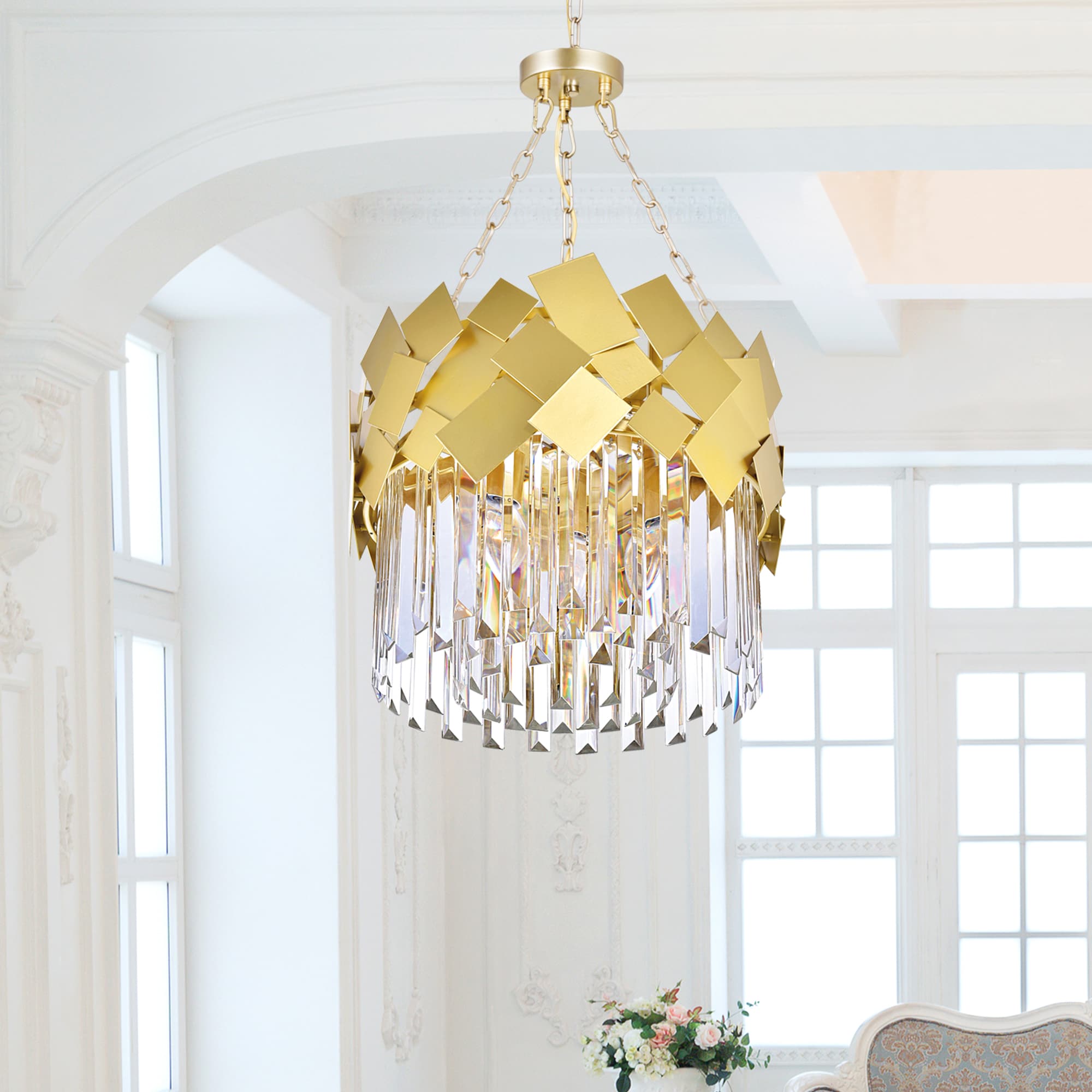 CWI Lighting 1100P16-4-169 Panache 4 -Light Gold Modern/contemporary For Use in Bathrooms, Bedrooms, Dining Rooms, Foyers, Kitchens, Living Rooms Chandelier