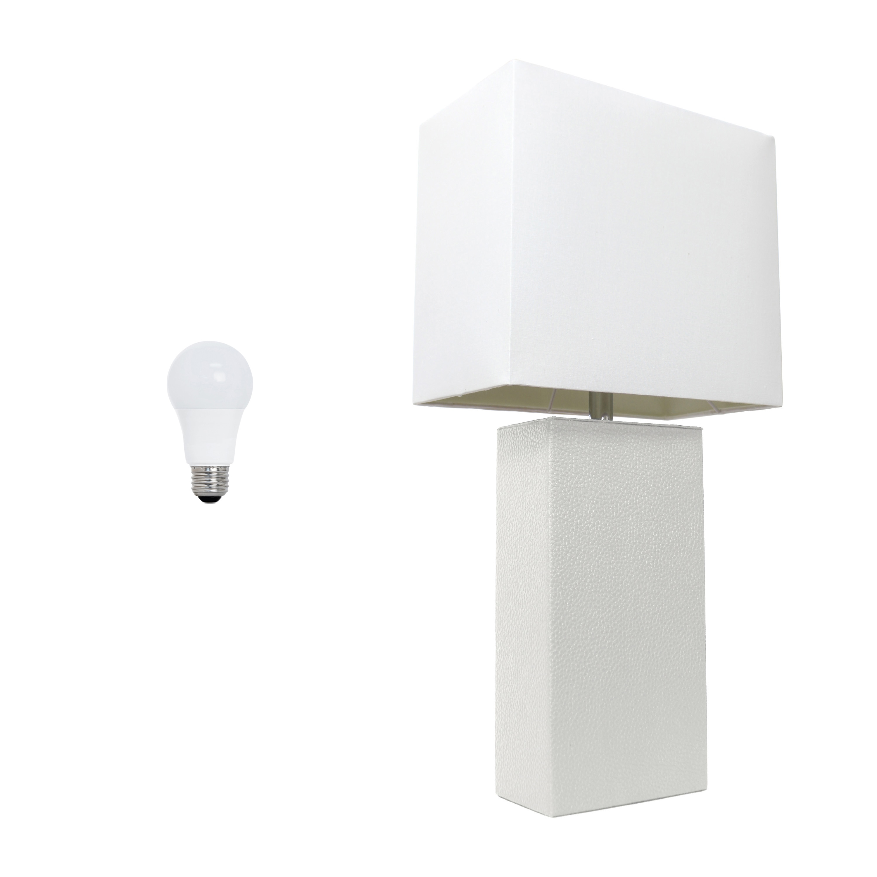 Lalia Home LHT-3008-WH-LB Lexington 21-in White LED On/Off switch Table Lamp with Fabric Shade