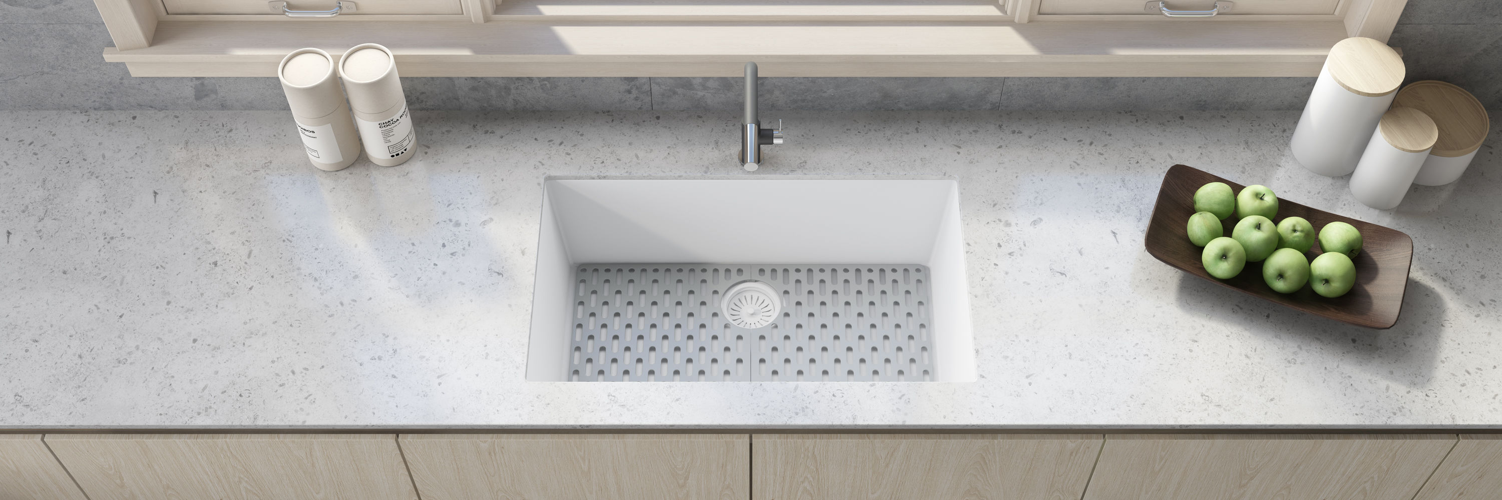 Arctic White Granite Composite Single Bowl Kitchen Sink