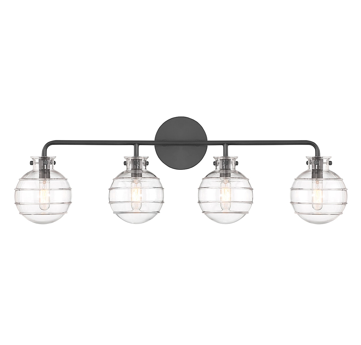 Matte Black Glass 4-Light Dimmable Bathroom Vanity Light