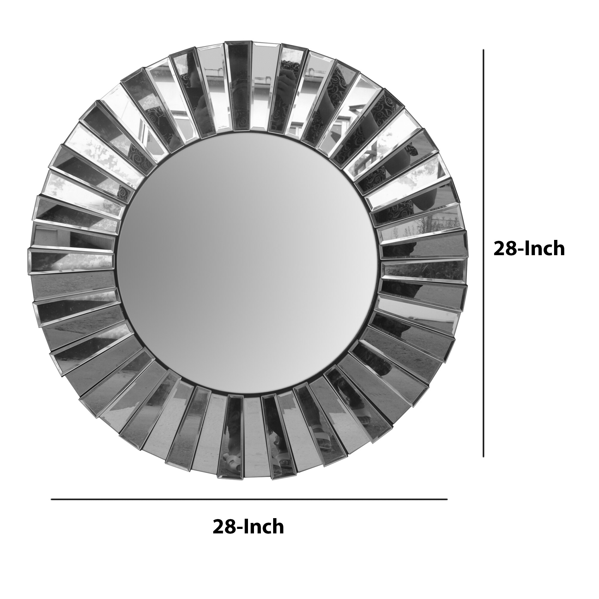 Benzara 27.5-in W x 1.5-in H Round Silver Framed Wall Mirror at Lowes.com