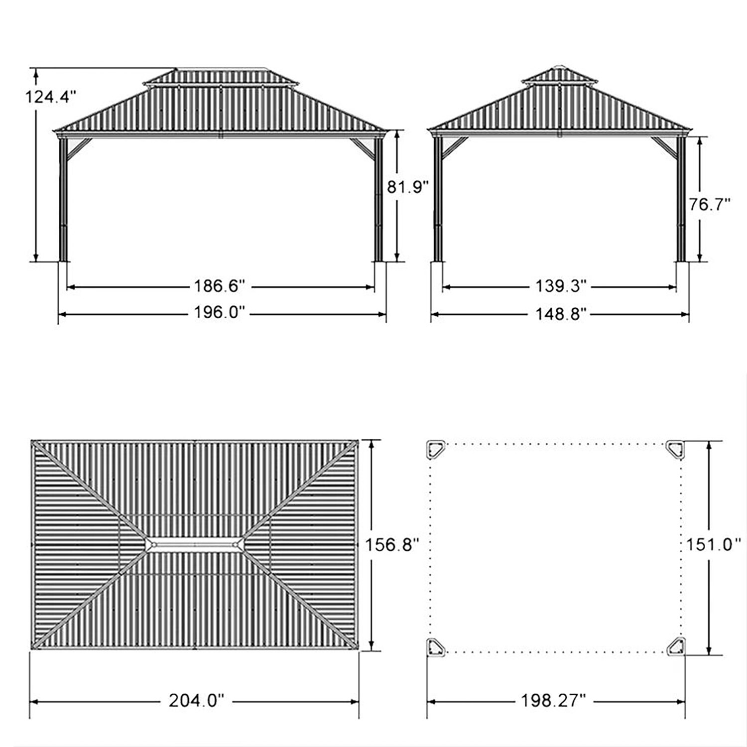 PURPLE LEAF LS04GHTG1317PD5 Wood-Resin-Gazebos - View #7