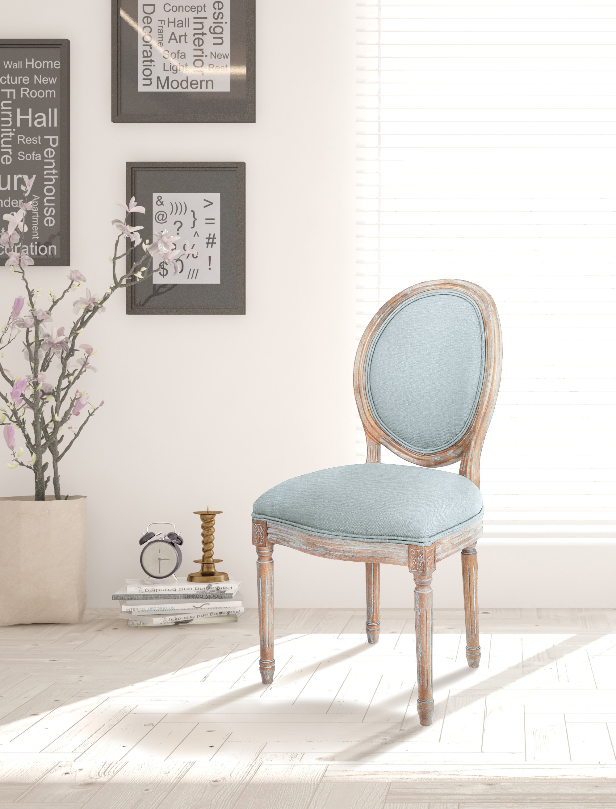 OSP Home Furnishings LLA-K21 Contemporary Traditional Polyester/Polyester Blend Dining Side Chair (Wood Frame)