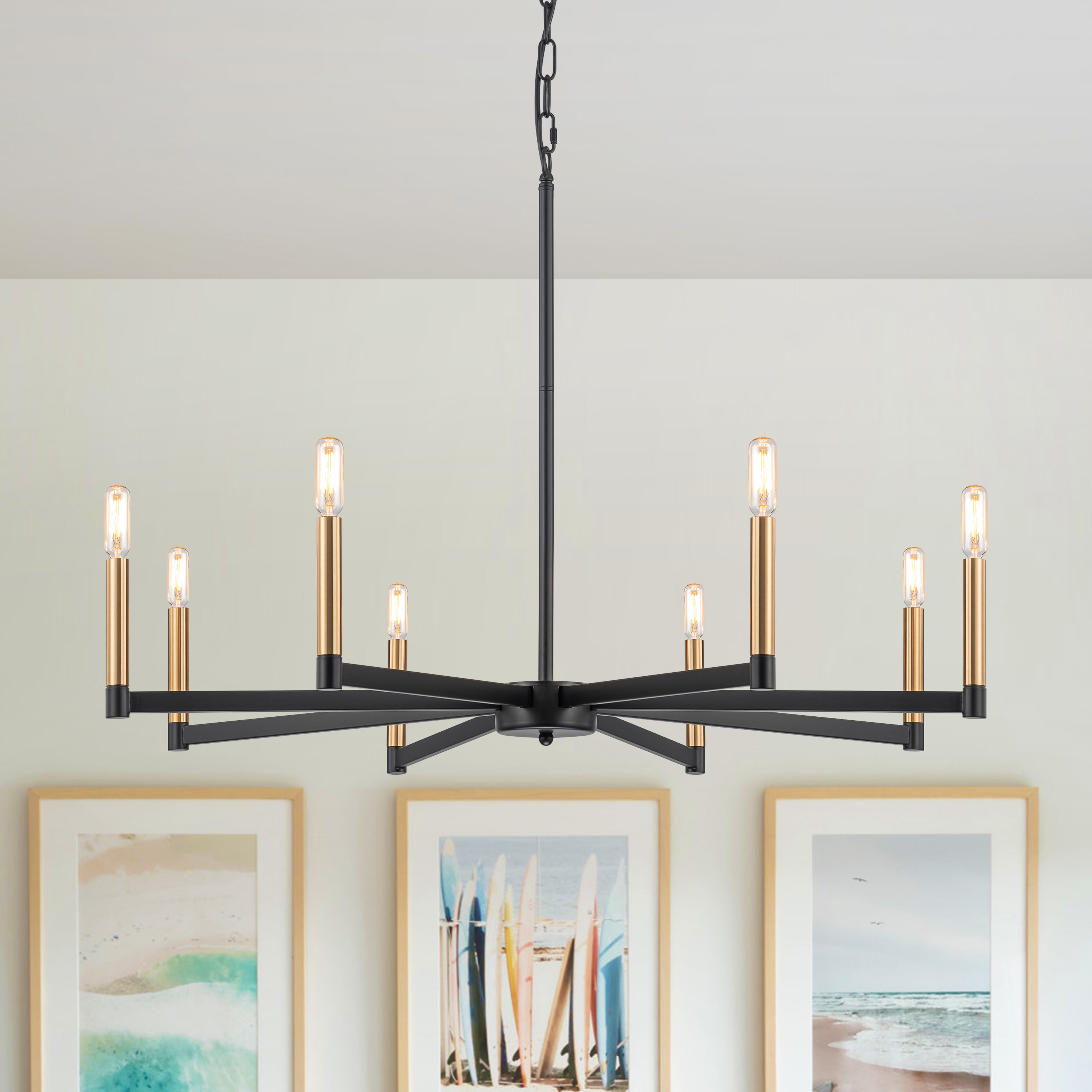 GoYeel - 8 -Light Black Metal Chandelier