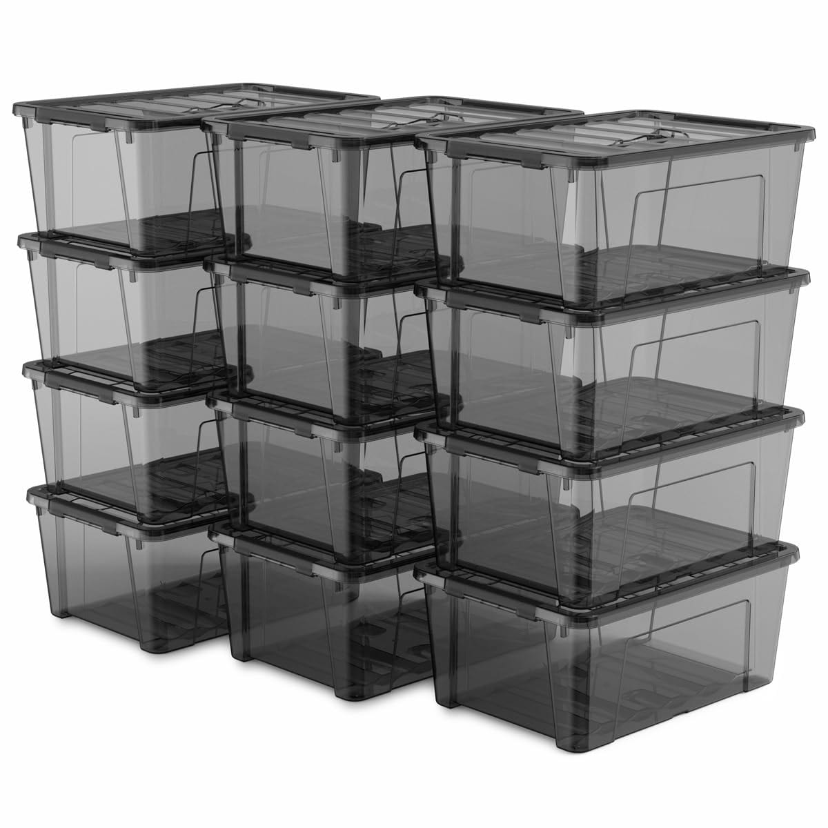 Storage Containers Names Vrbgify Clear Black Storage Bins with Lids 12 Pack Plastic Containers ...