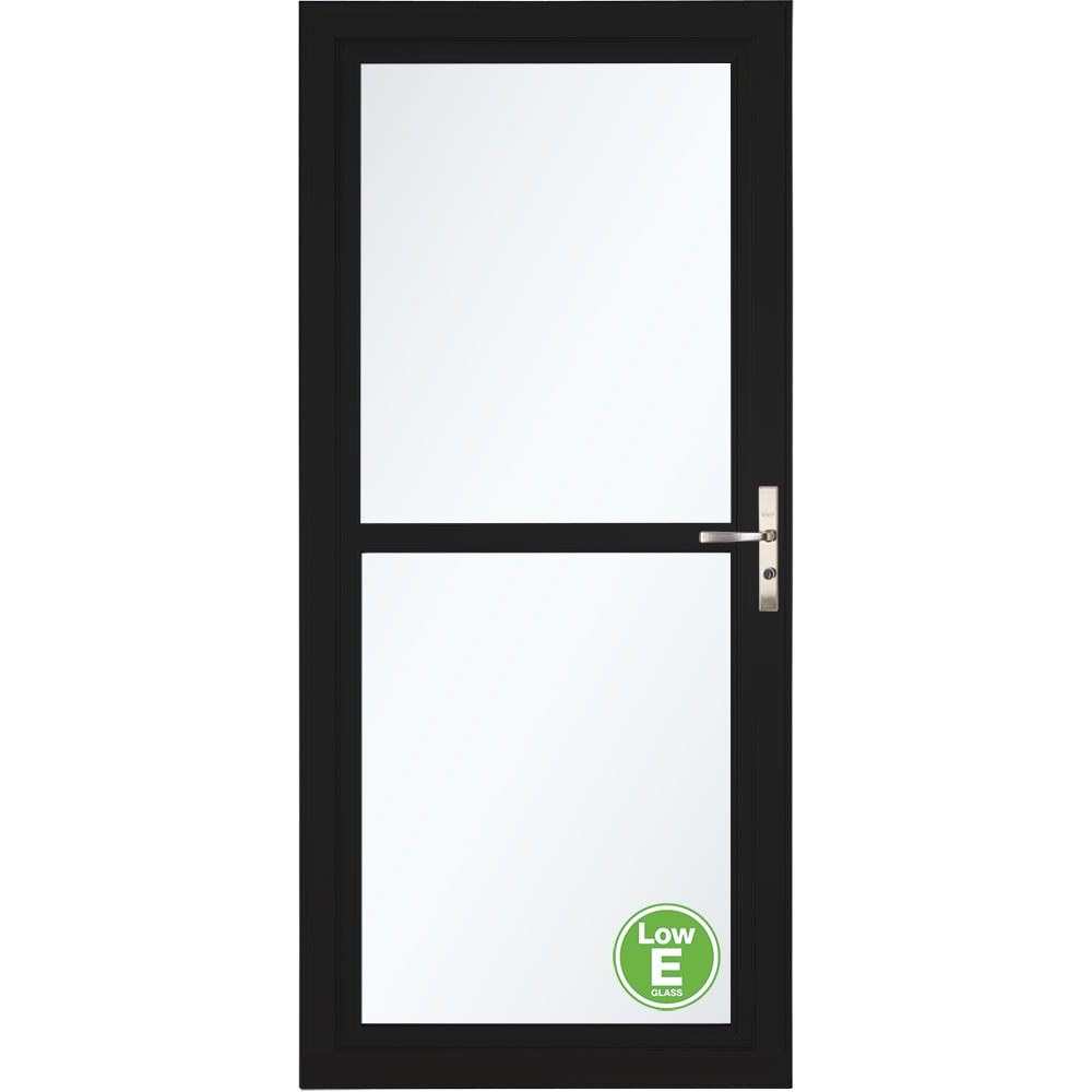 LARSON Tradewinds Selection Low-E 32-in x 81-in Obsidian Full-view Retractable Screen Aluminum Storm Door with Brushed Nickel Handle in Black -  14604051E17S