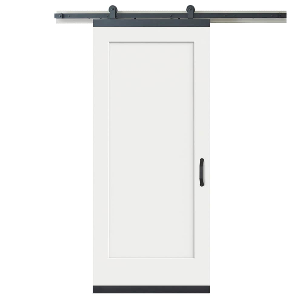 RELIABILT LO1345018 36-in x 80-in White Square Molded composite Hollow core Single Barn Door (Hardware Included)