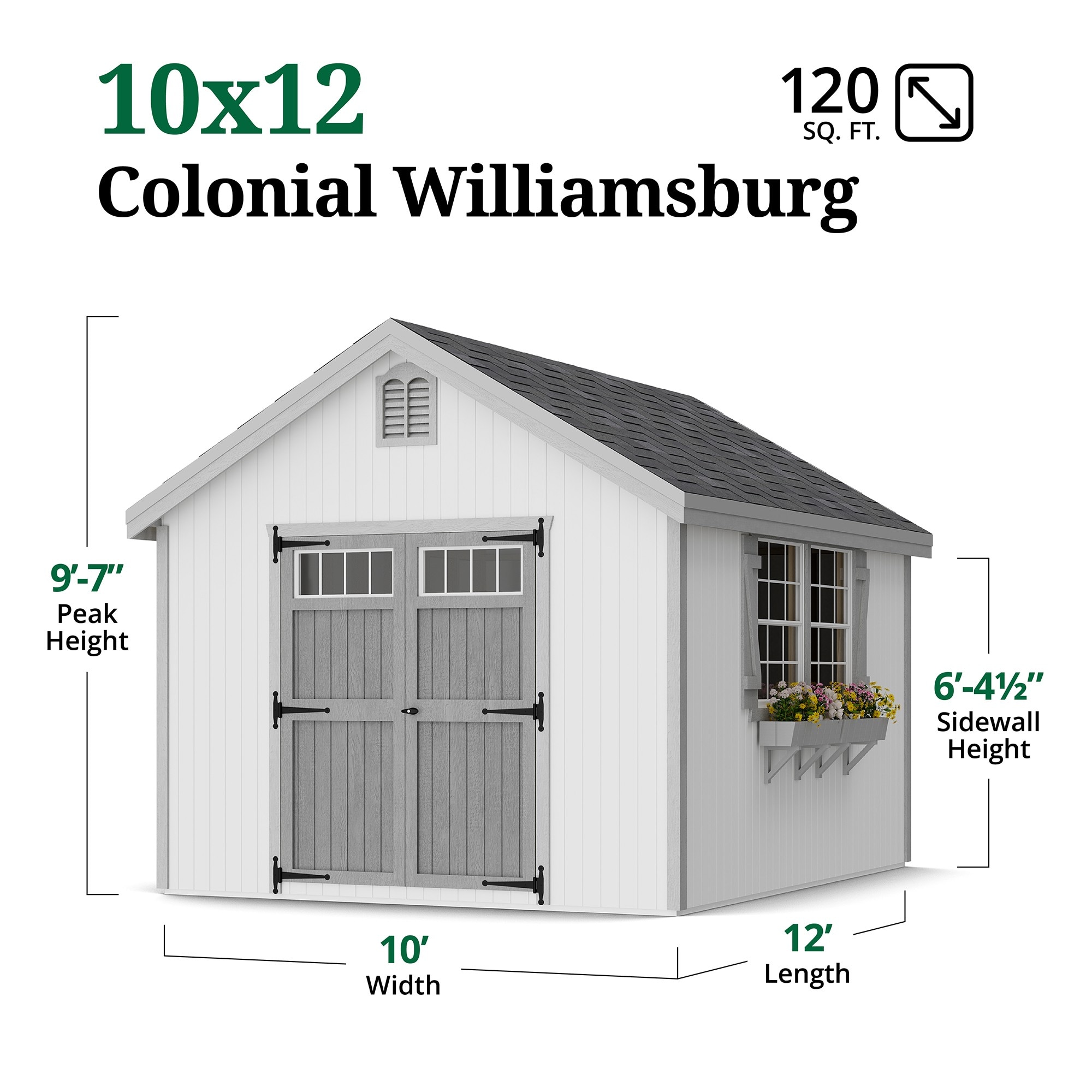 Little Cottage Co 10X12 WCGS-PC-FK Wood-Storage-Buildings - View #3