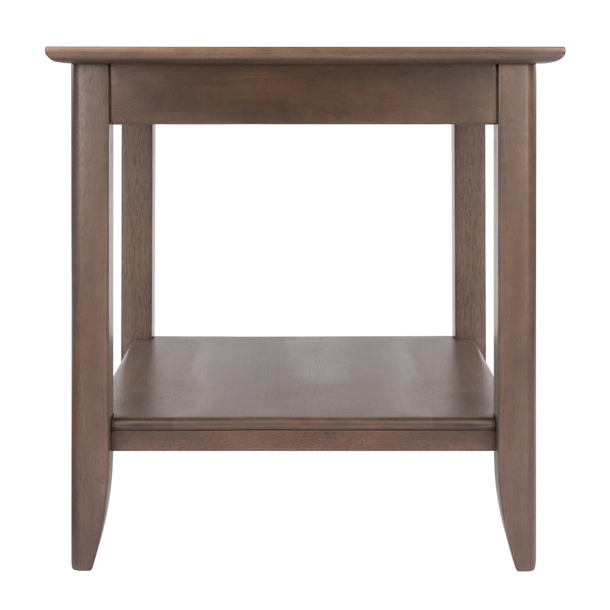 Santino Square Wood End Table in Oyster Gray with Darker Inlay