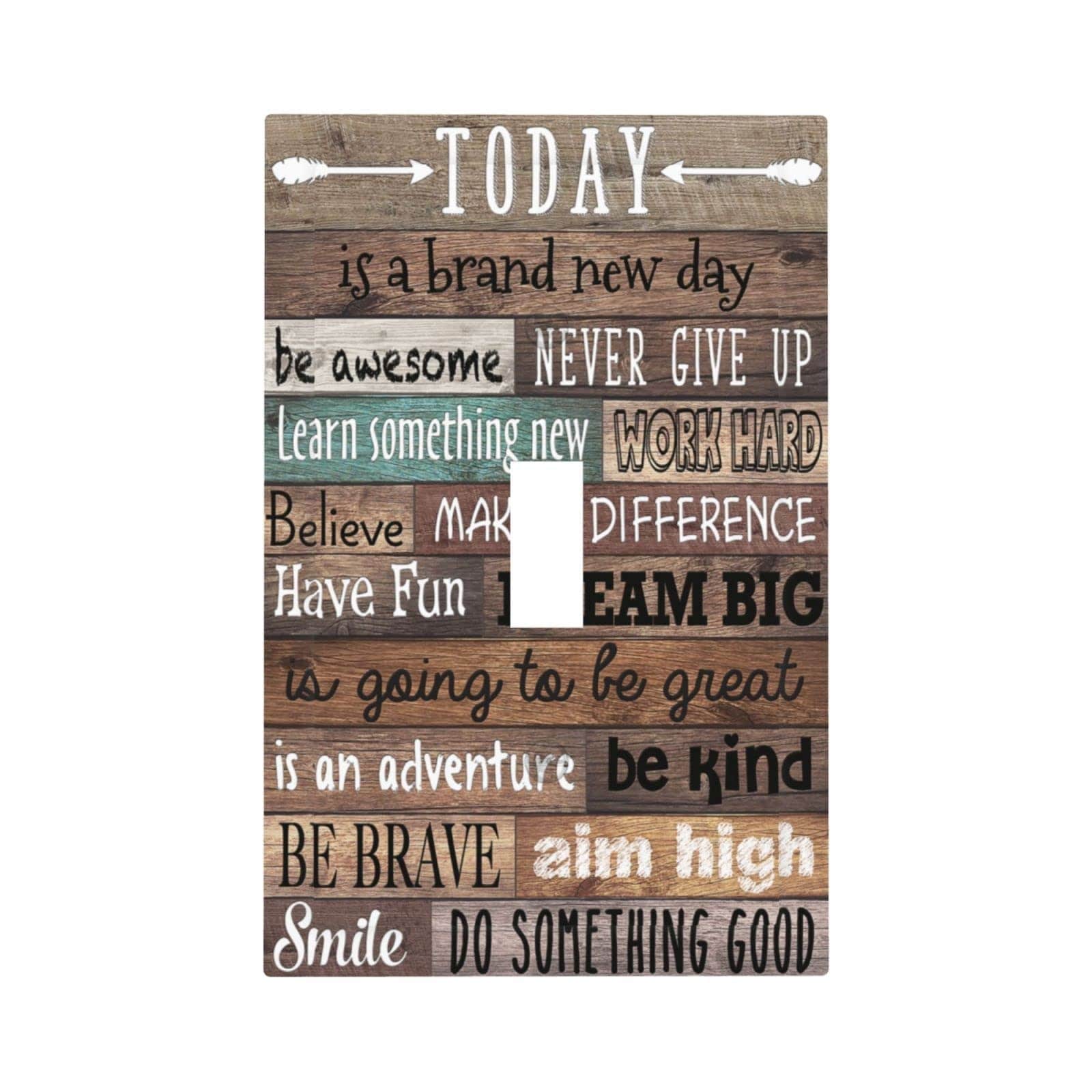 Misopily Inspirational Quote Single Toggle Light Switch Cover 1 Gang Rustic Wood Decorative Wall Plate for Farmhouse Kitchen Bedroom Chalet Barn #LMS0605M012