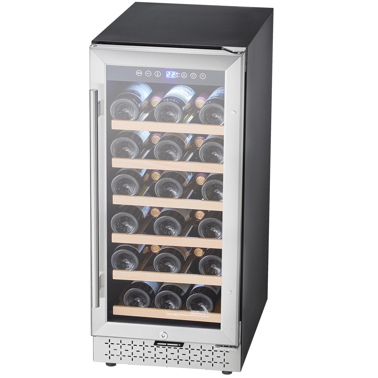 VEVOR SCSYHJJQRS1506915V1 Wine Cooler 28 Bottle Wine Fridge Mini Wine Cooler Refrigerator with Glass Door Adjustable Shelves Digital Temperature Control Built-in and Freestanding Cooler Fridge for Home Office Bar