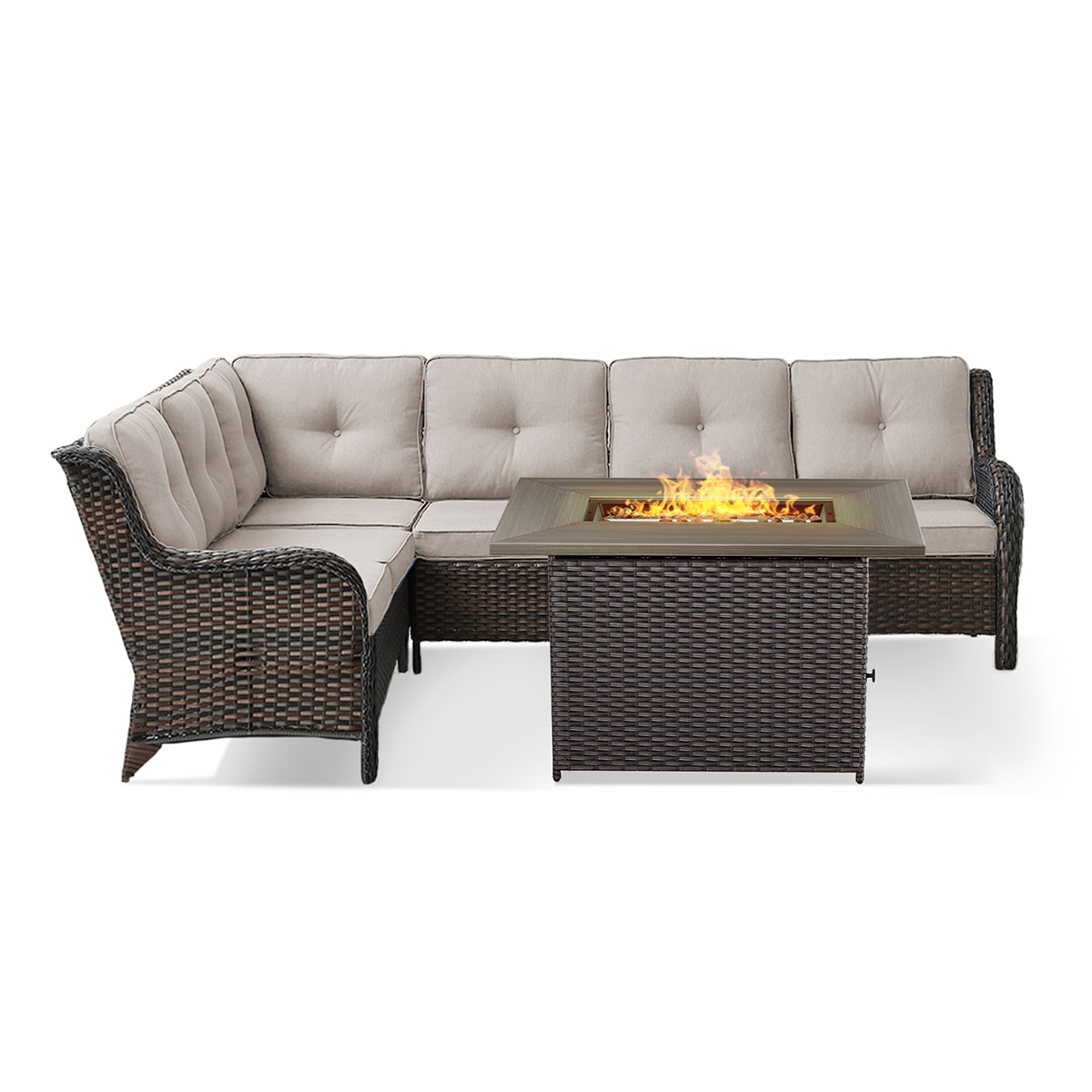 Rilyson FS144APBR13-2 ASPEN 2 -Piece Woven Patio Conversation Set with Off-white Cushions