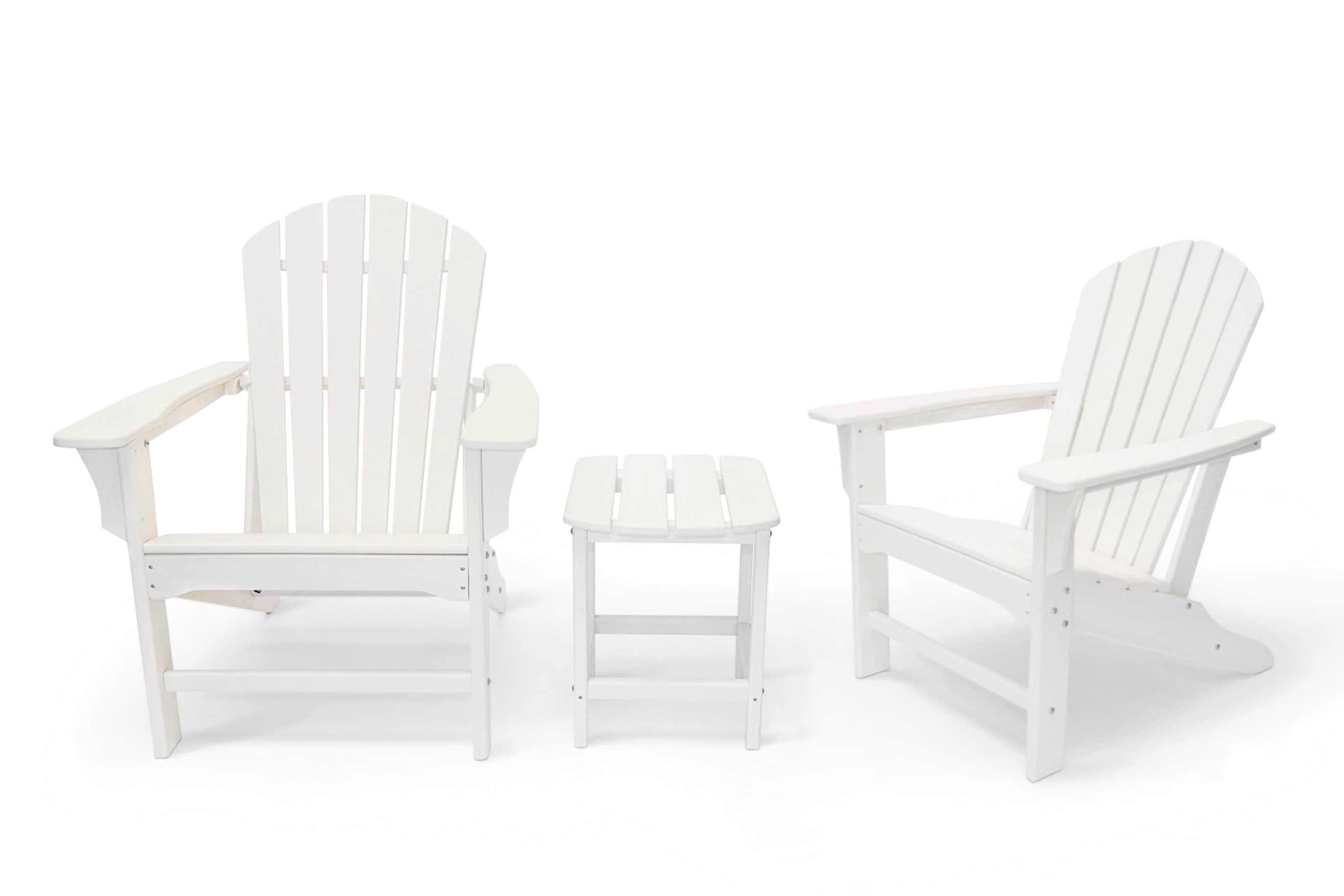 LuXeo LOW-1518-WHT2T Hampton Adirondack 3 -Piece Patio Conversation Set