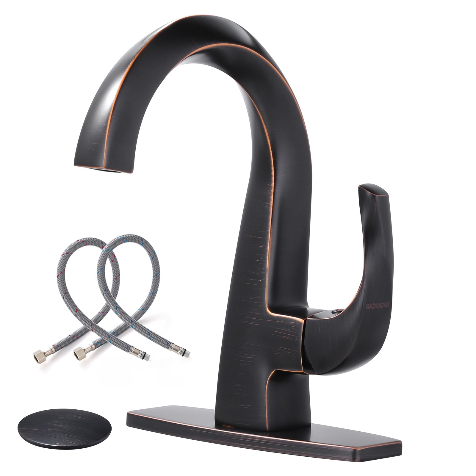 WOWOW Oil Rubbed Bronze Single Hole 1-Handle Bathroom Sink Faucet with ...