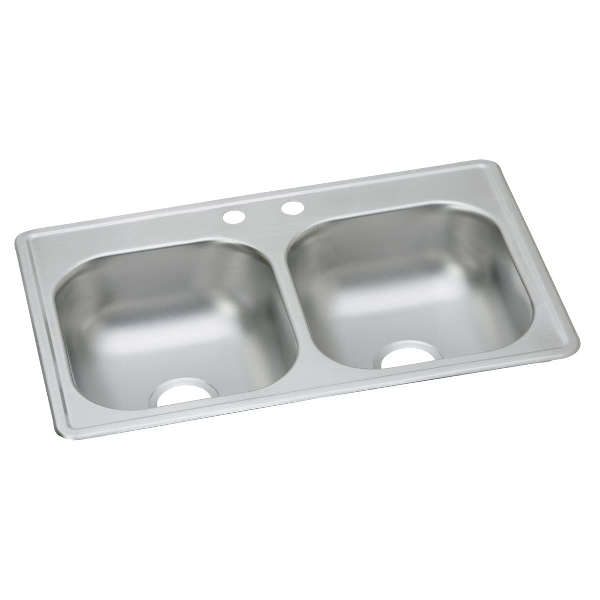 Dayton DSE233192 Drop-in 33-in x 19-in Stainless steel Double equal bowl 2-Hole 20 -Gauge Kitchen Sink
