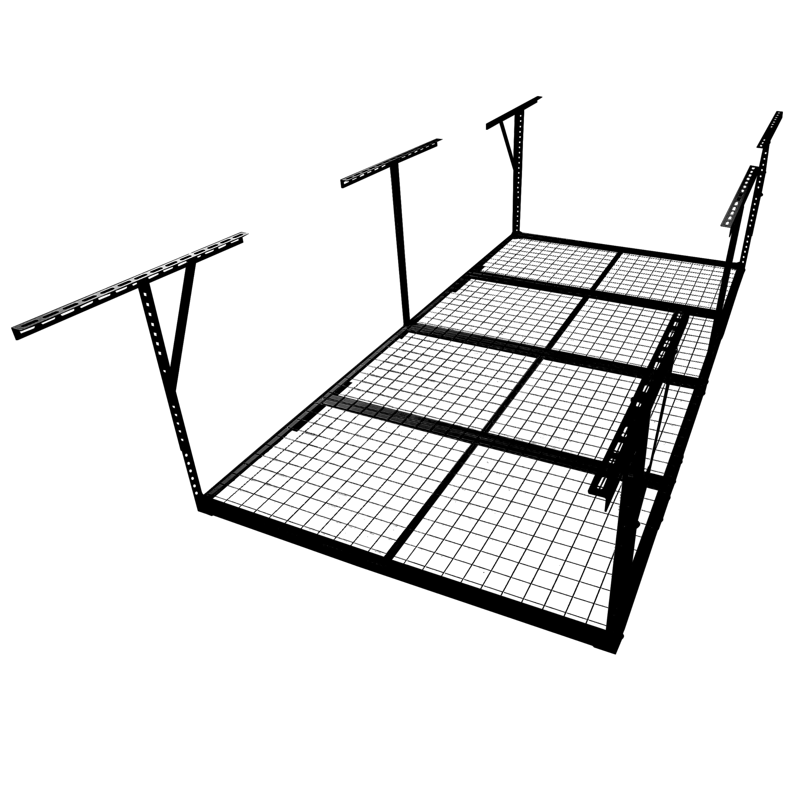 LUXEYARD 3x8FT Overhead Garage Storage Rack Heavy-Duty Metal Garage Ceiling Storage Rack 22 inch-40 inch Adjustable Ceiling Drop-Down 600 lb. Loading Weight Capacity Black Color #DS-R-P325873