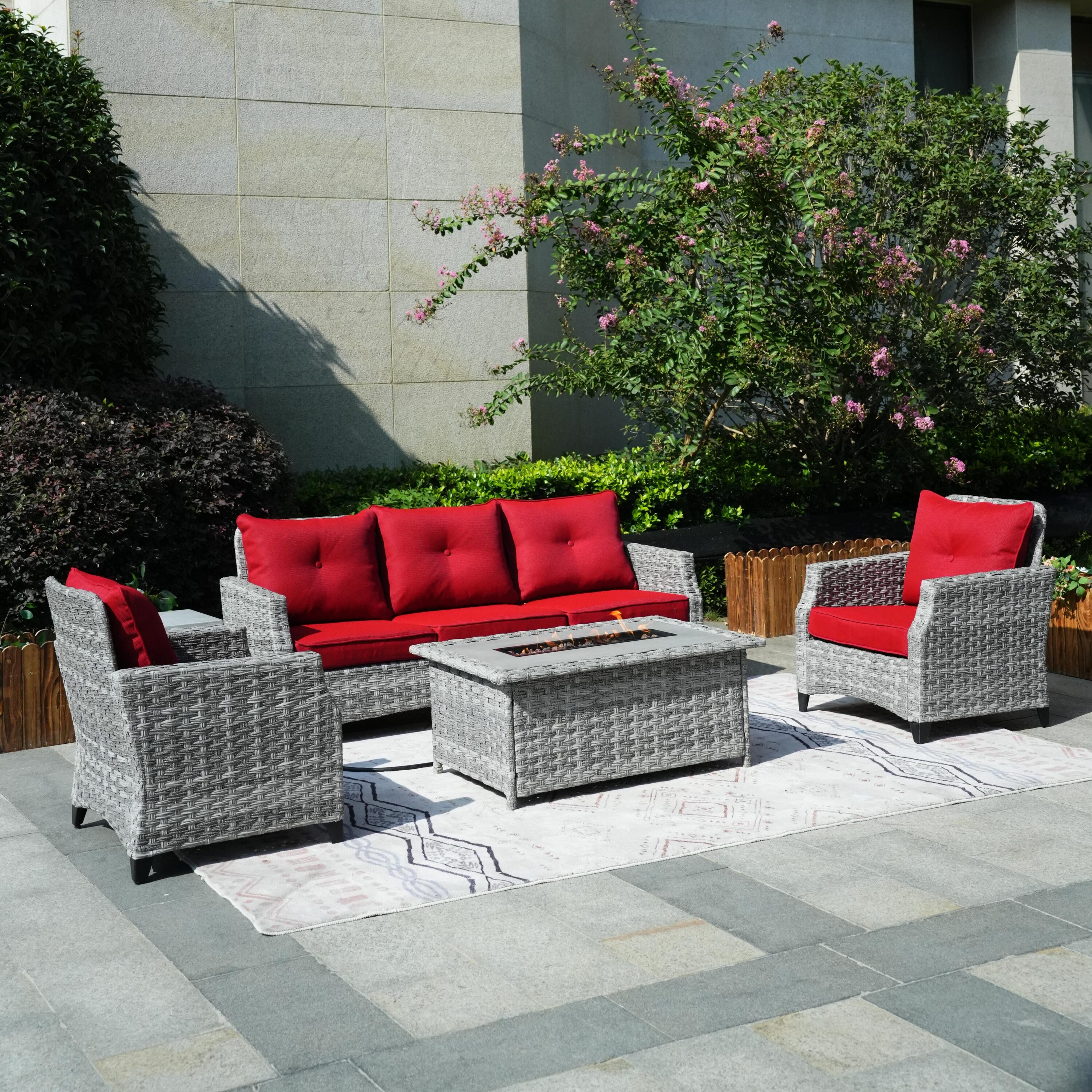 Direct Wicker DWG-1802S-RED Patio-Conversation-Sets - View #4