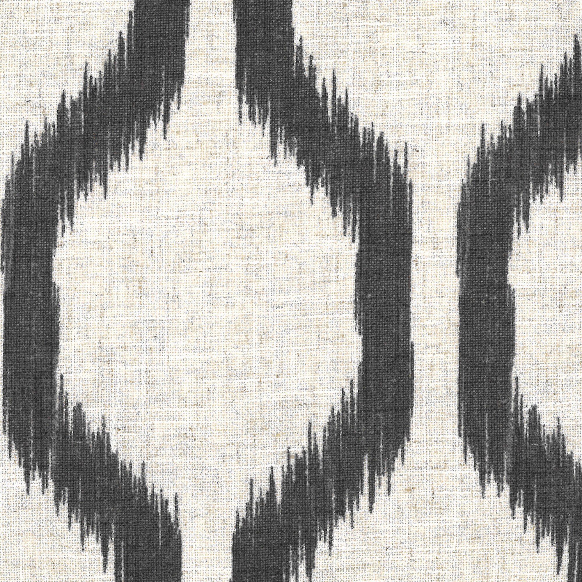 Renzo Black Ikat Geometric Linen Blend Blackout Curtain Panel