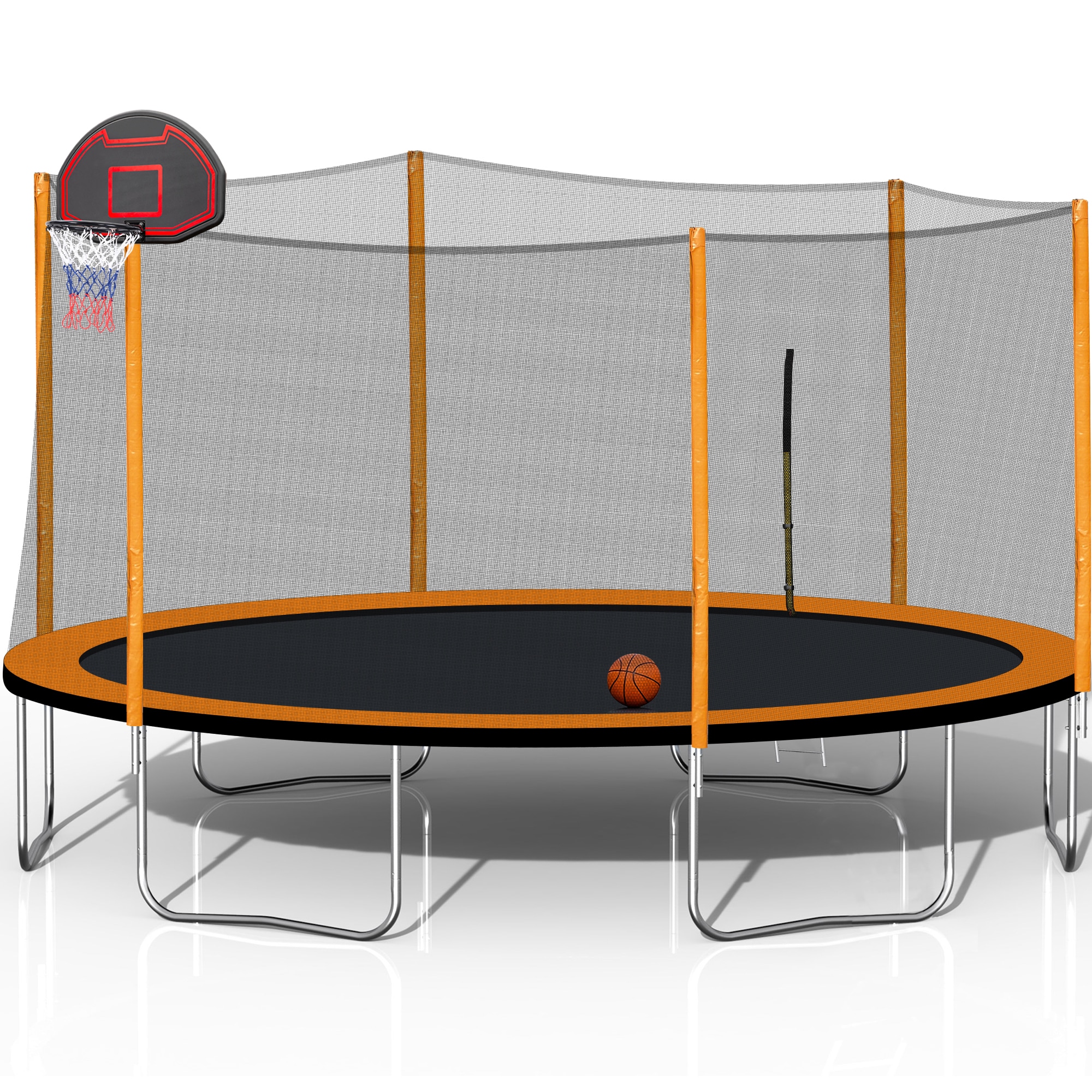 Flynama YC-V-S00014 14FT Powder-coated Advanced Trampoline with Basketball Hoop Inflator and Ladder