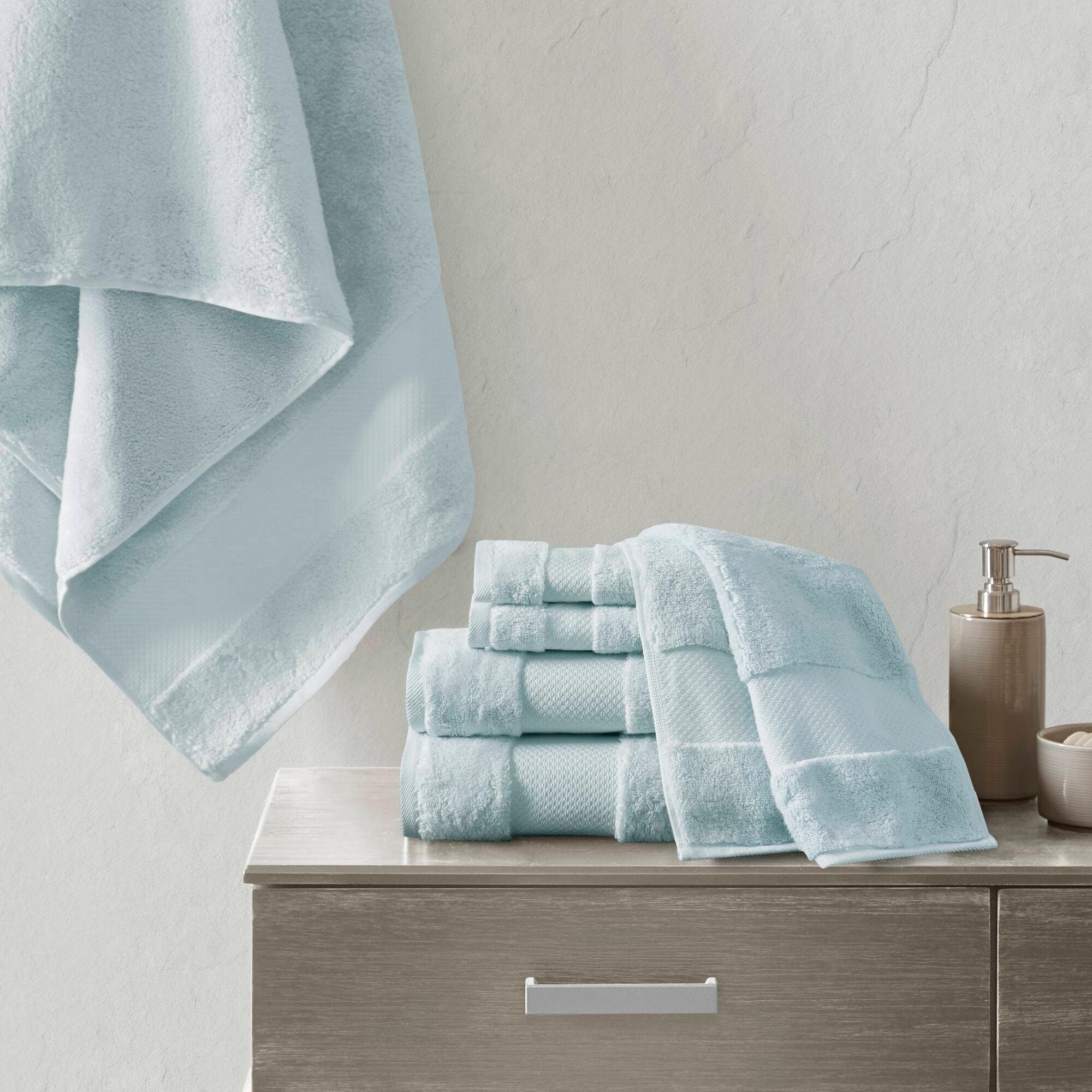 Madison Park Signature MPS73-455 6-Piece Light Blue Turkish Cotton Quick Dry Bath Towel Set