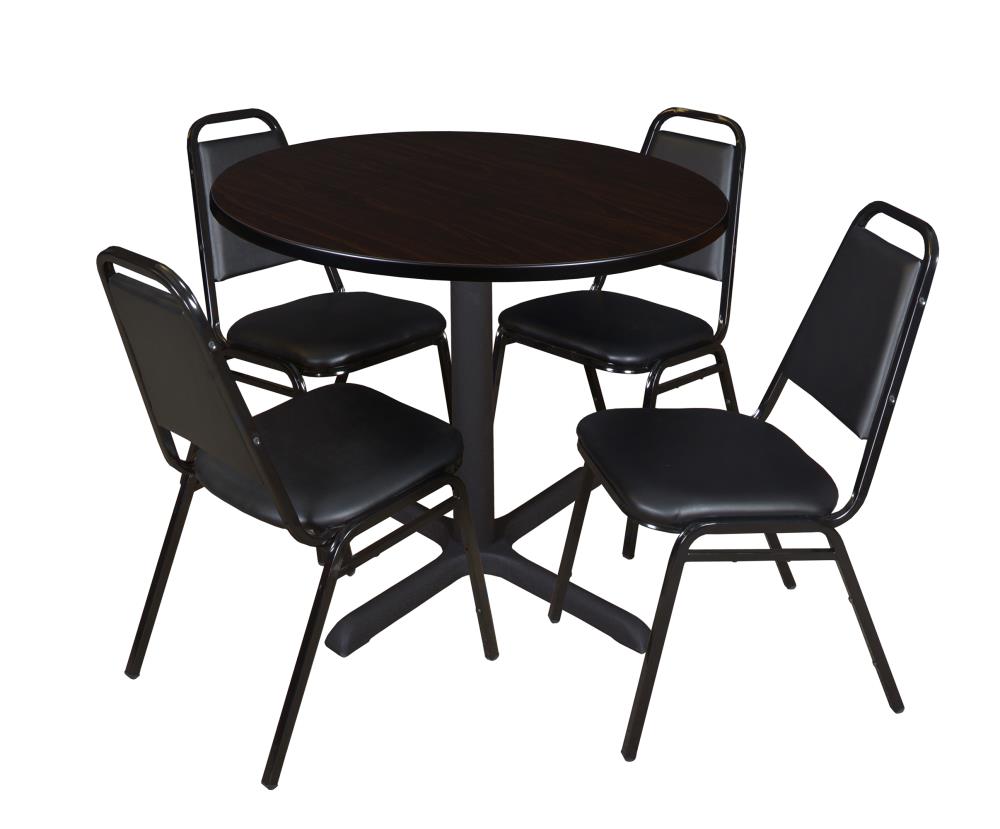 Regency TB36RNDMW29BK Breakroom Brown 4-Person Training Table (36-in W x 29-in H)