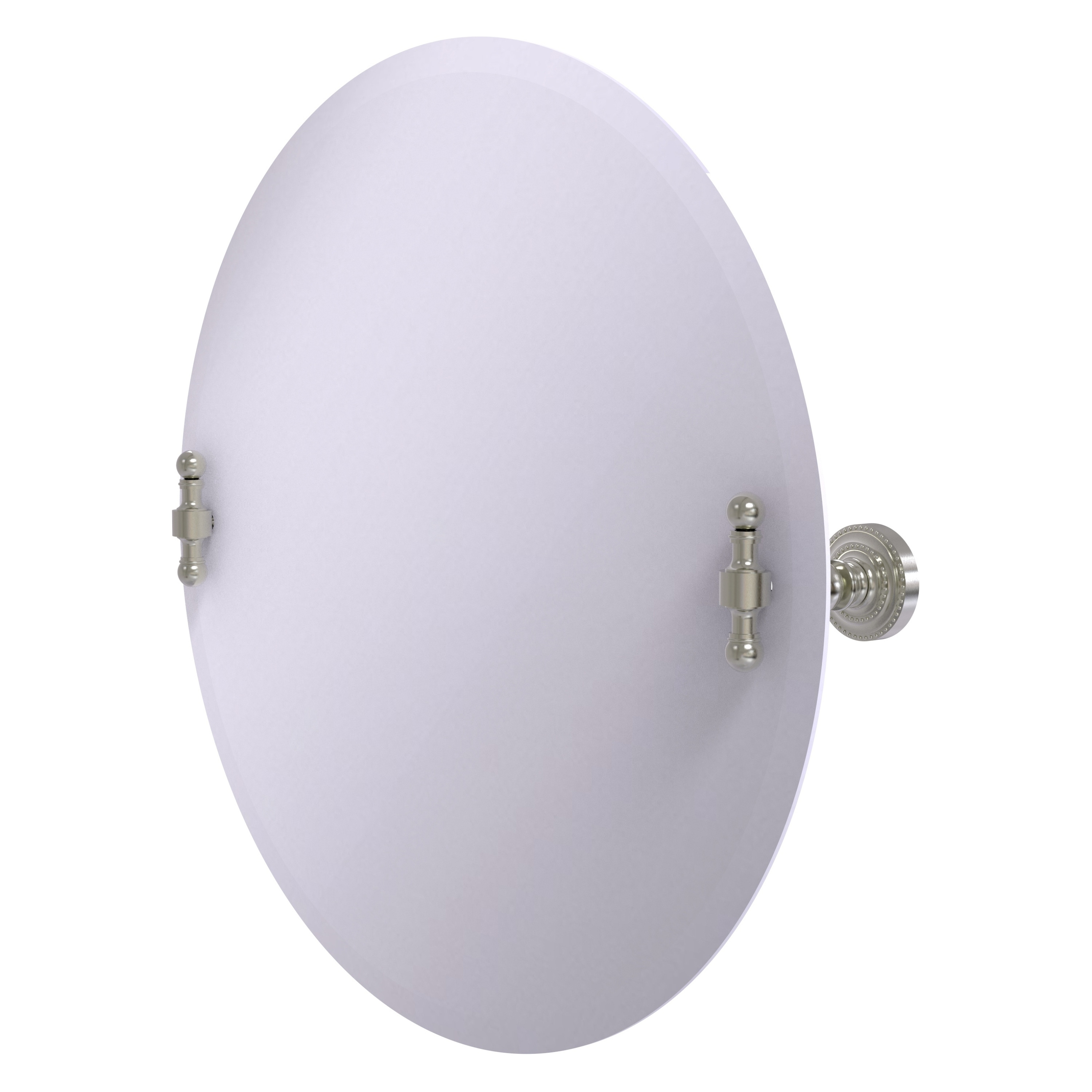 Allied Brass RD-90-SN Retro Dot 22-Inches x 22-Inches Beveled Frameless Round Tilting Bathroom Vanity Mirror ( Satin Nickel )