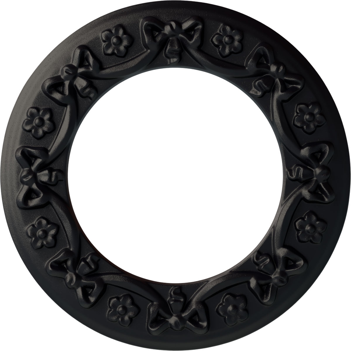 Ekena Millwork CM12RISGS Ribbon with Bow 12.25-in W x 12.25-in L Painted Steel Gray Polyurethane Whole Ceiling Medallion