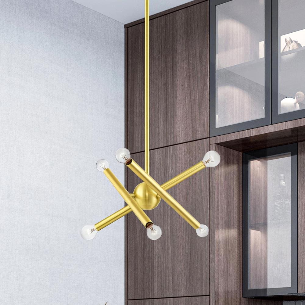 Soho Satin Brass Mini Sputnik 6-Light Chandelier