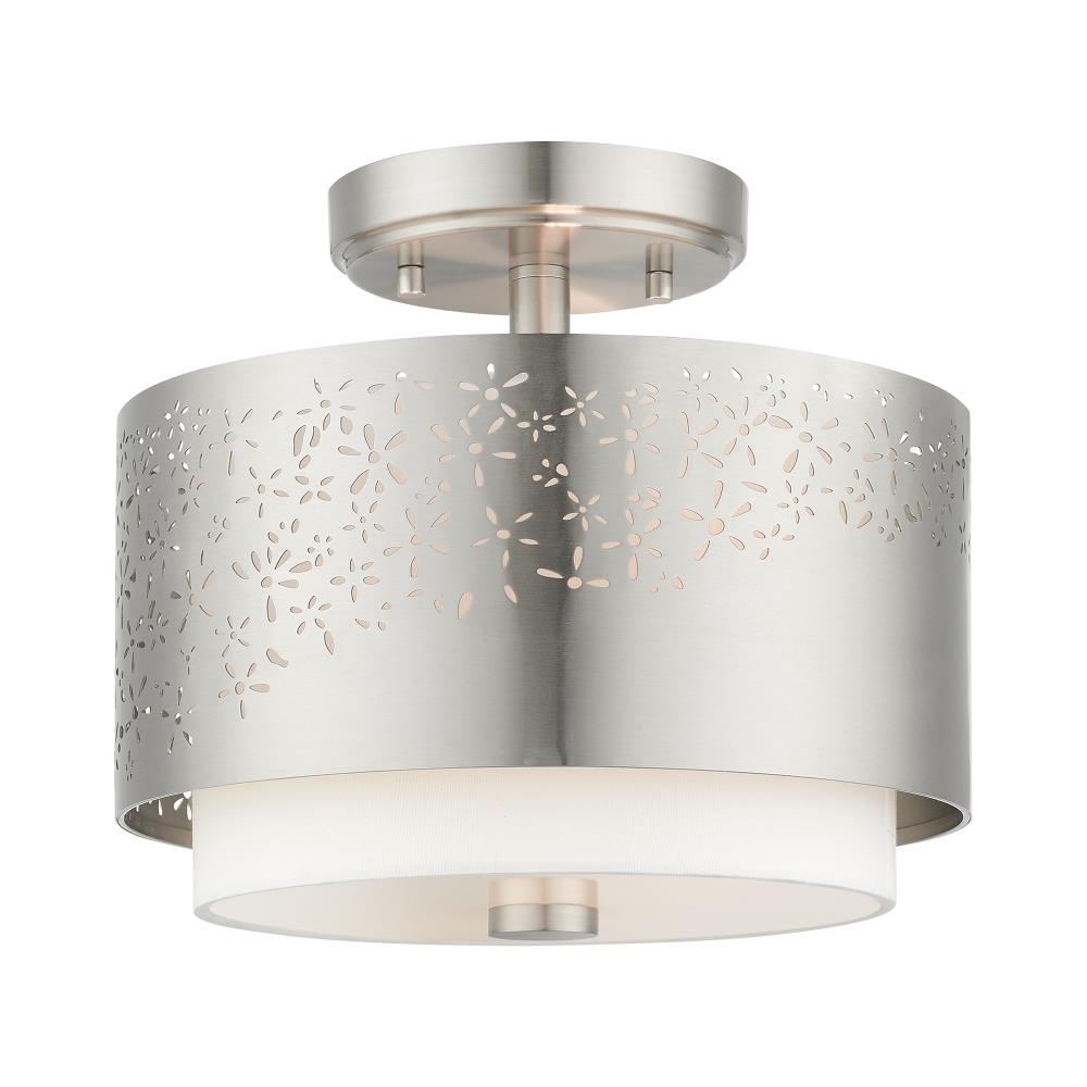 Livex Lighting 46267-91 Noria 2 -Light 12-in Brushed Nickel Semi Flush Mount Light