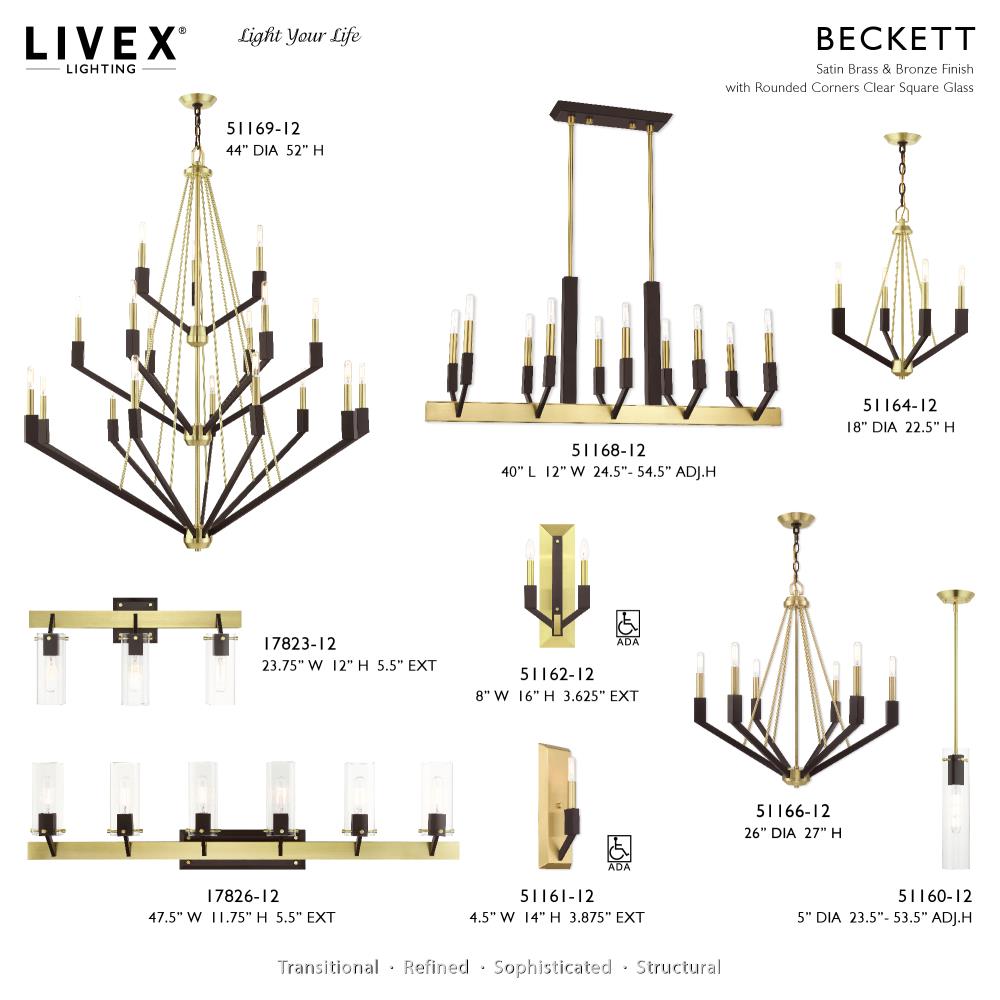 Beckett Satin Brass Mini Chandelier with Bronze Accents