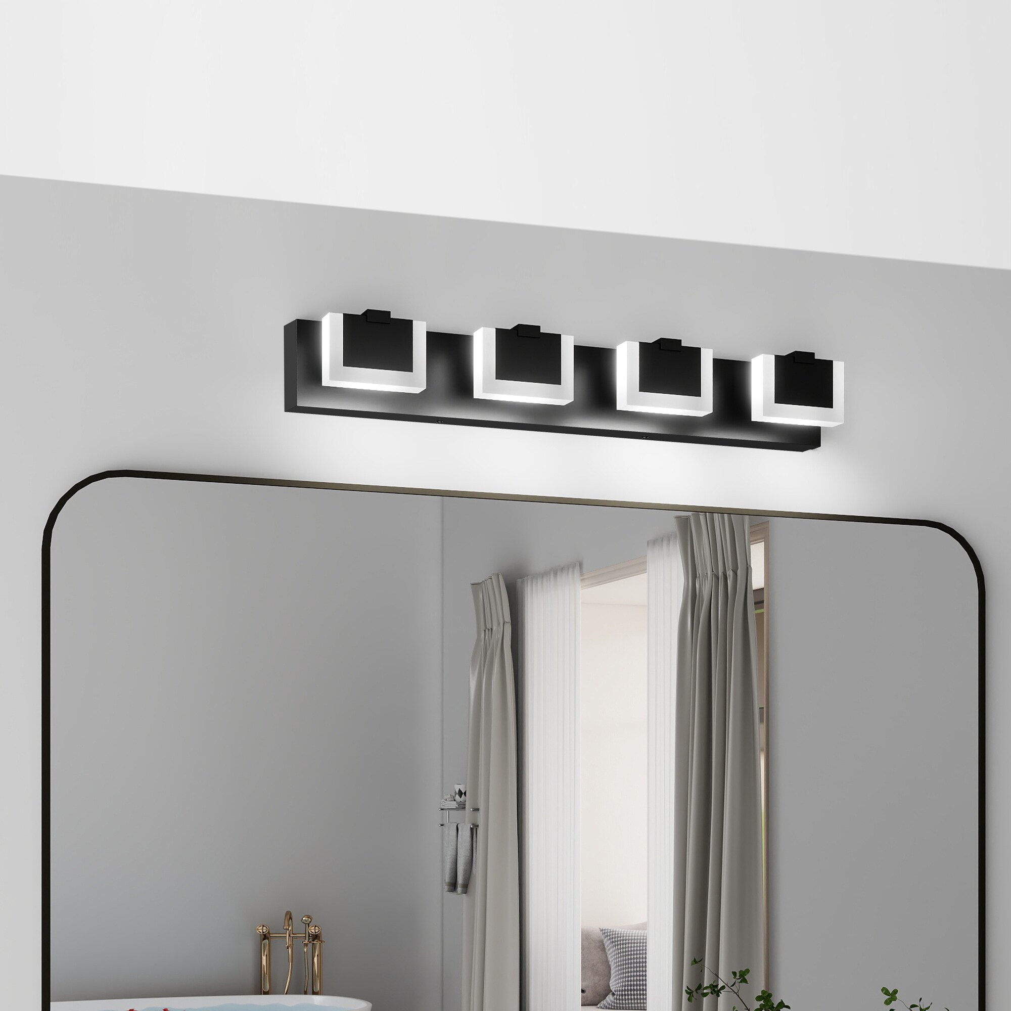 Trikiousd 29.9 in 4-Light Black Modern LED Vanity Light Up and Down ...