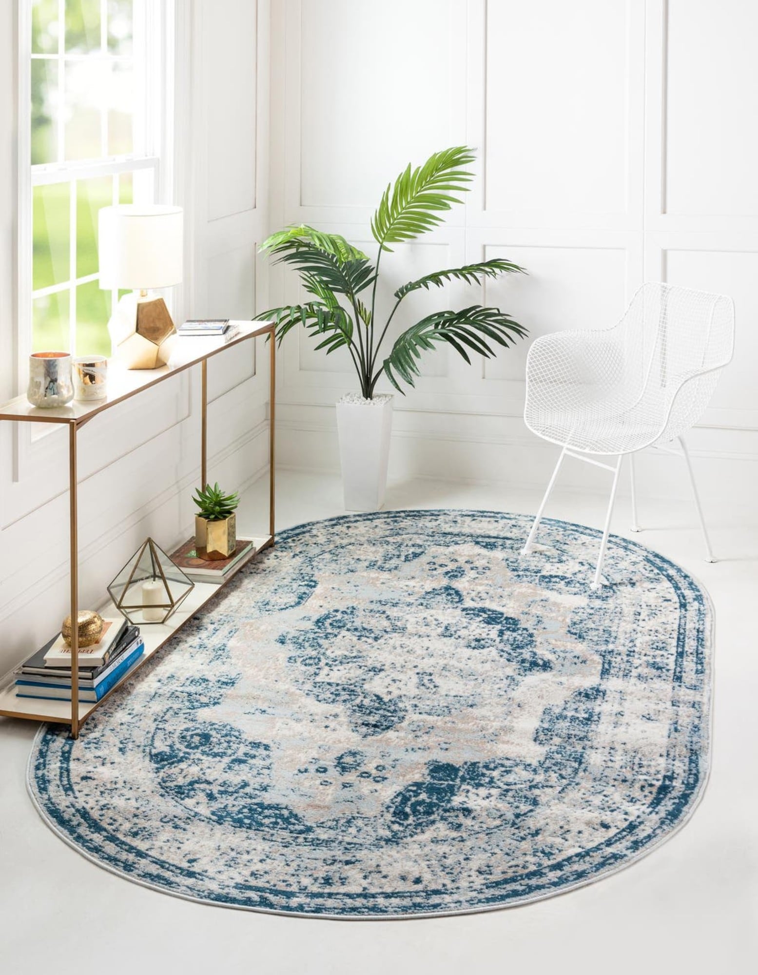 Unique Loom 3151856 Sofia 8 x 10 (ft) Loomed Polypropylene Blue Oval Indoor Area rug