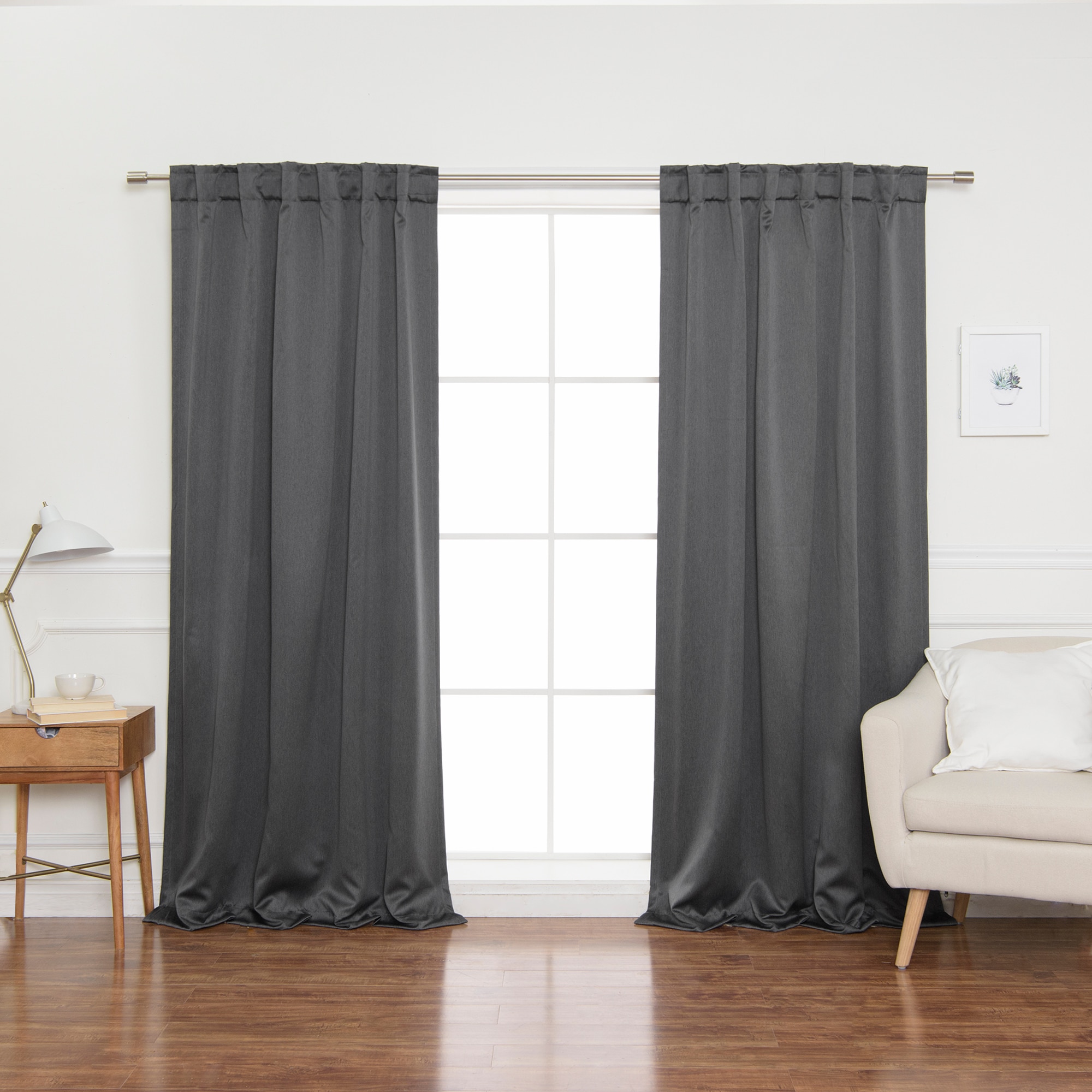 Best Home Fashion JC-04-BAK-84-DG 84-Inches Dark Grey Blackout Back tab Curtain panel pair